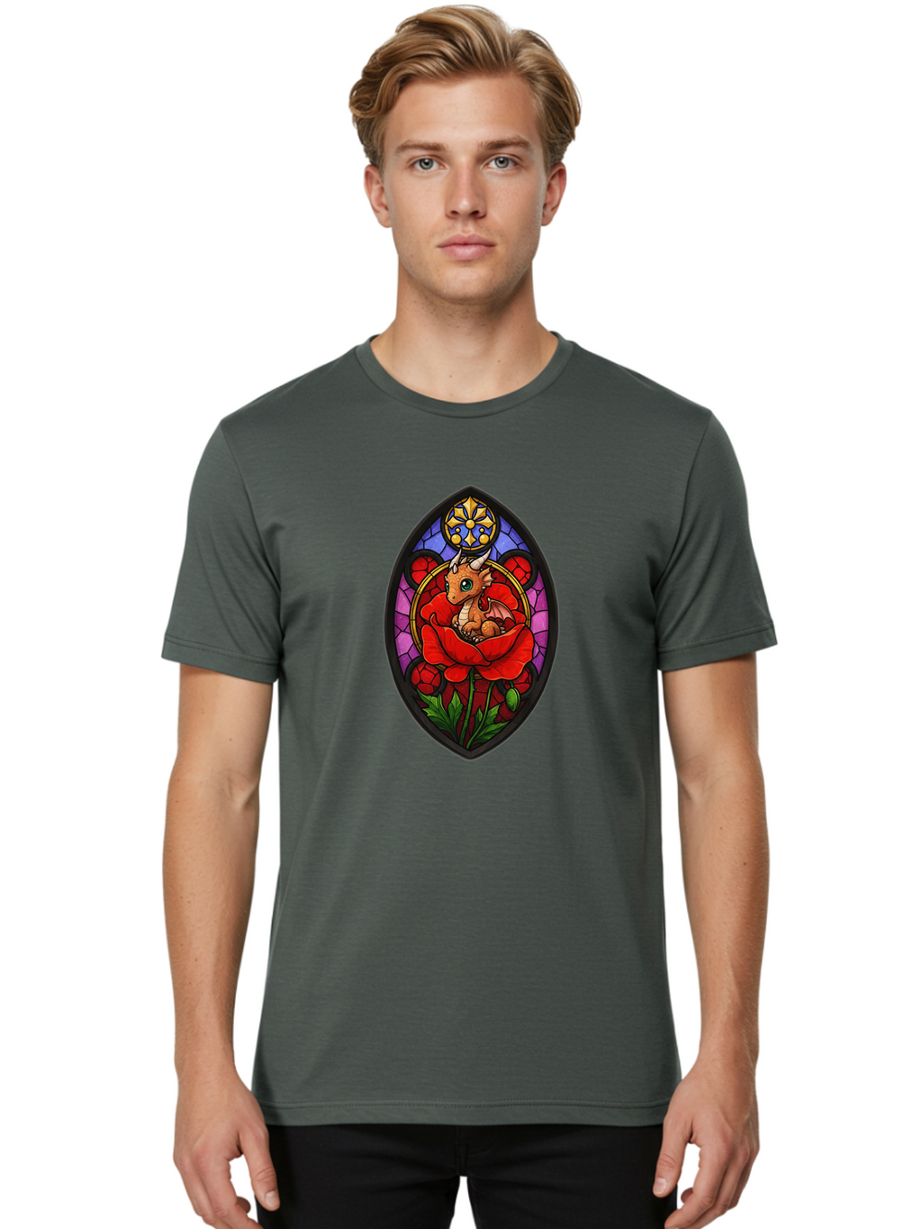 Dragon-In-Rose-2 Men'S Graphic Tee, 100% Cotton, Comfortable Casual Summer Wear, Machine Washable, Vintage Camera, Old Camera, Antique Camera, Black Camera, Classic Photography, Photography Equipment, Nostalgic Device, Film Camera, Camera Art Baj449