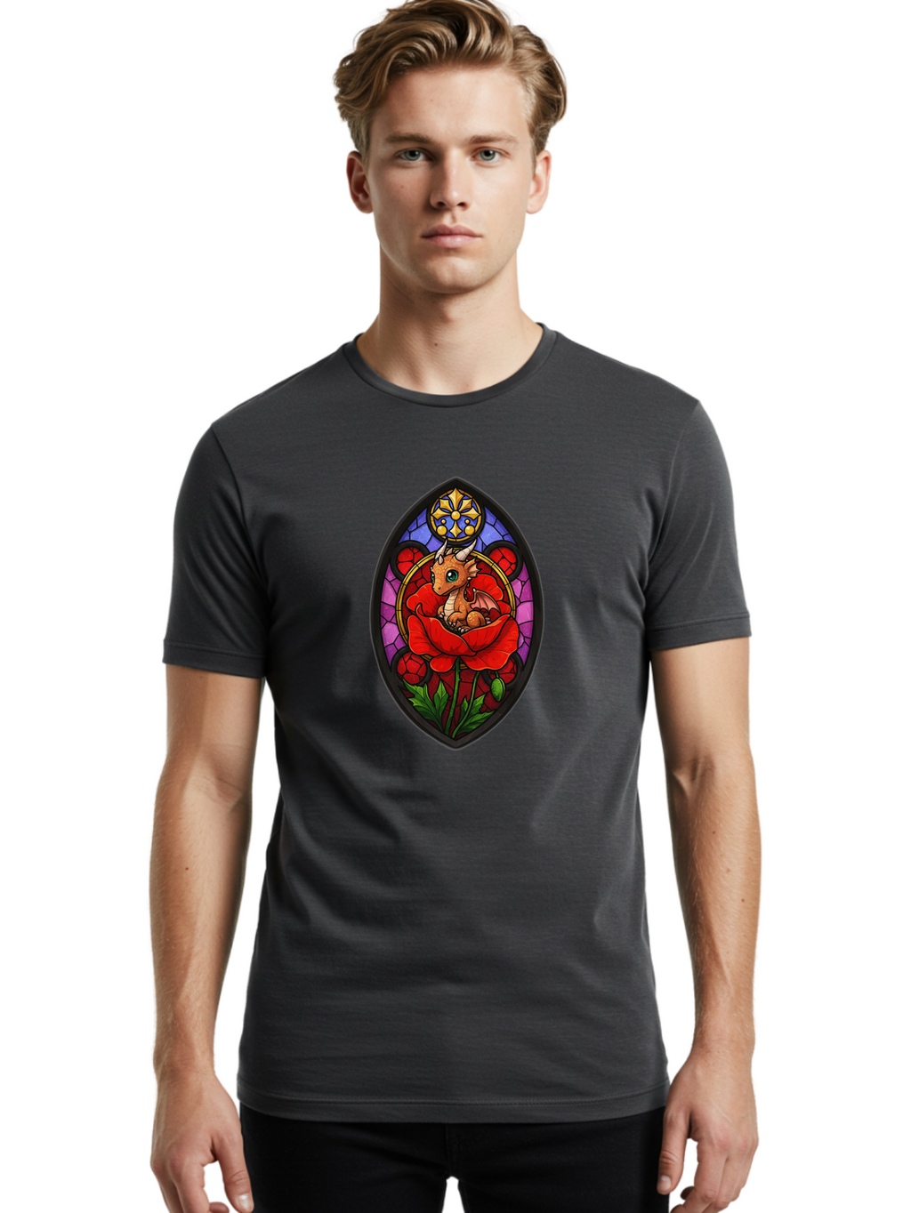 Dragon-In-Rose-2 Men'S Graphic Tee, 100% Cotton, Comfortable Casual Summer Wear, Machine Washable, Vintage Camera, Old Camera, Antique Camera, Black Camera, Classic Photography, Photography Equipment, Nostalgic Device, Film Camera, Camera Art Baj449