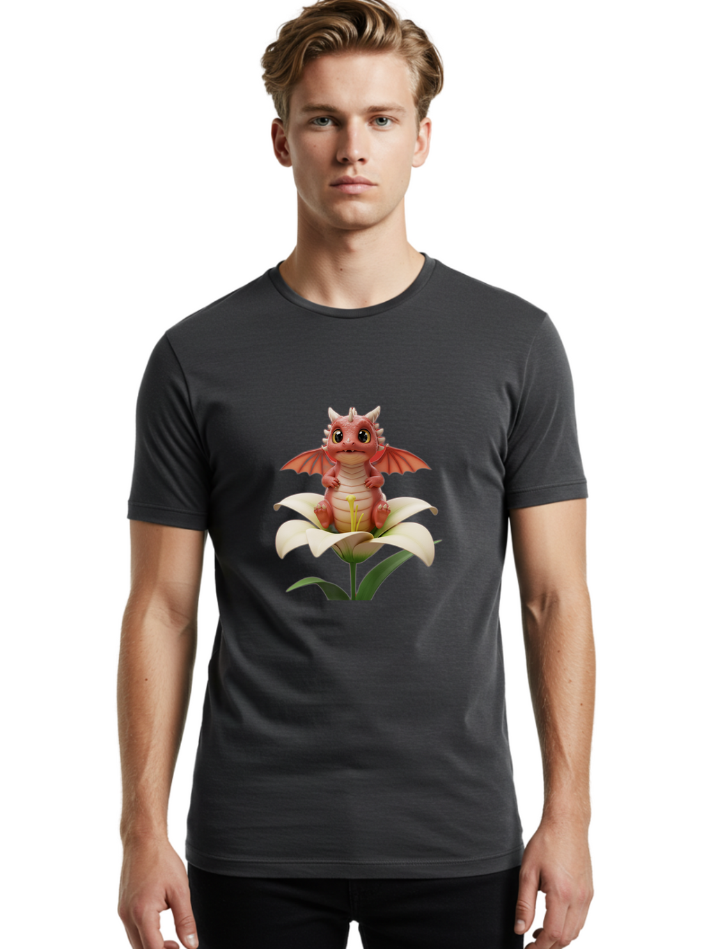 Dragon-On-Flower-1 Men'S Graphic Tee, 100% Cotton, Comfortable Casual Summer Wear, Machine Washable, Vintage Camera, Old Camera, Antique Camera, Black Camera, Classic Photography, Photography Equipment, Nostalgic Device, Film Camera, Baj453