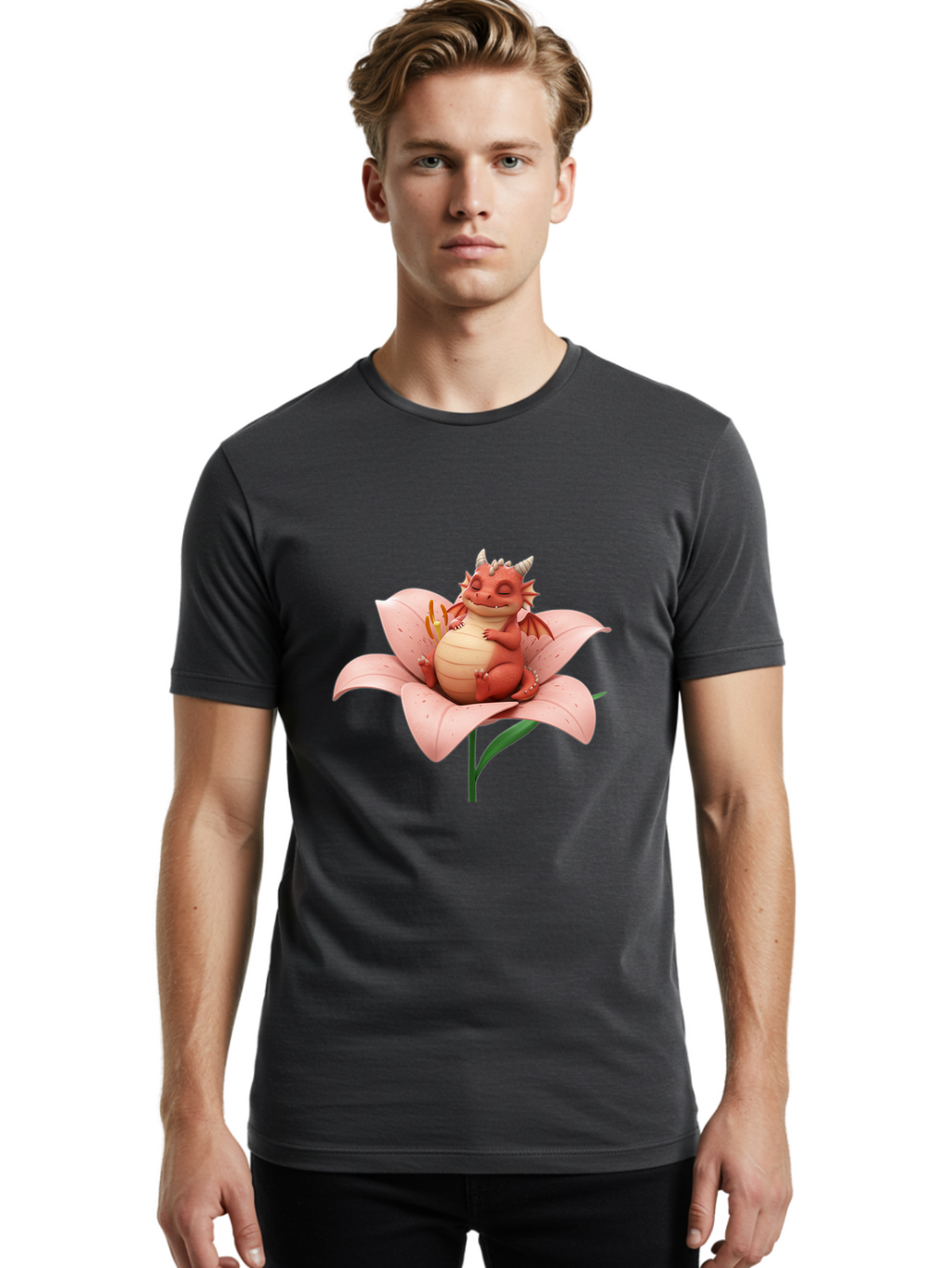 Dragon-On-Flower-2 Men'S Graphic Tee, 100% Cotton, Comfortable Casual Summer Wear, Machine Washable, Vintage Camera, Old Camera, Antique Camera, Black Camera, Classic Photography, Photography Equipment, Nostalgic Device, Film Camera, Baj454