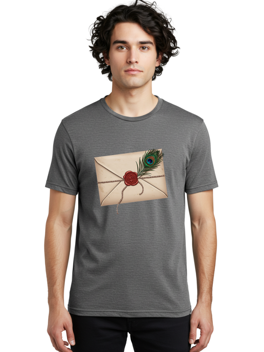Envelope-With-Peacock-Feather-1 Men'S Graphic Tee, 100% Cotton, Comfortable Casual Summer Wear, Machine Washable, Vintage Camera, Old Camera, Antique Camera, Black Camera, Classic Photography, Photography Equipment, Nostalgic Device, Baj463