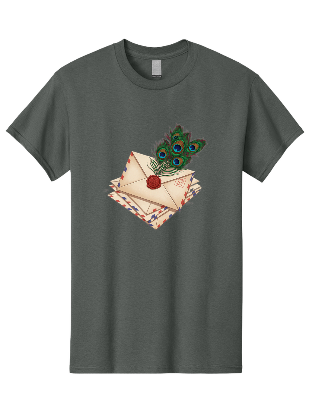Envelope-With-Peacock-Feather Men'S Graphic Tee, 100% Cotton, Comfortable Casual Summer Wear, Machine Washable, Vintage Camera, Old Camera, Antique Camera, Black Camera, Classic Photography, Photography Equipment, Nostalgic Device, Baj464