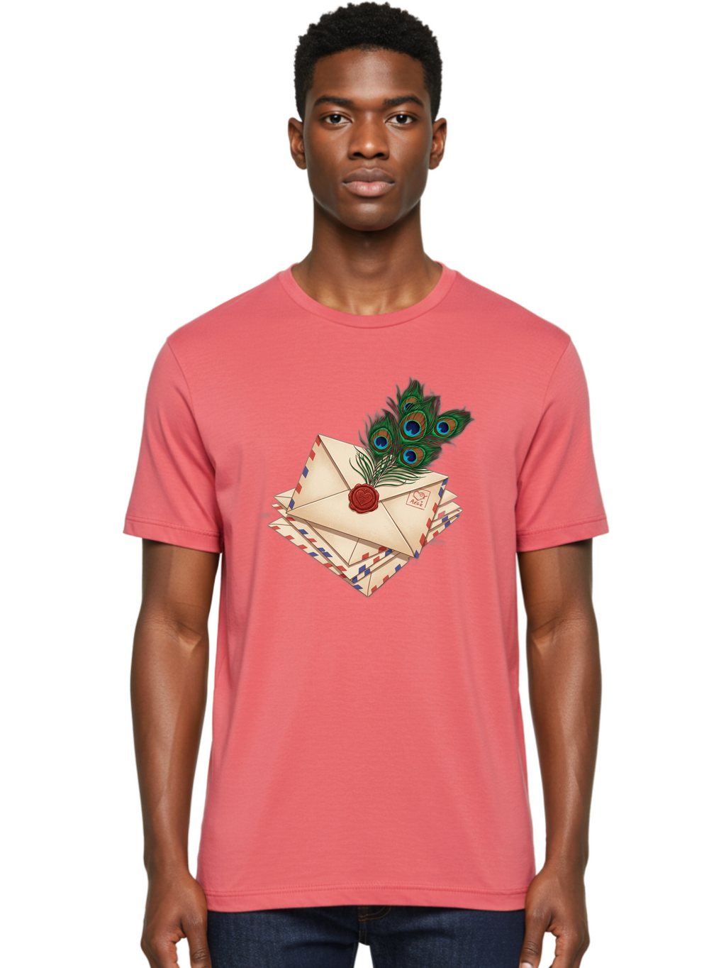 Envelope-With-Peacock-Feather Men'S Graphic Tee, 100% Cotton, Comfortable Casual Summer Wear, Machine Washable, Vintage Camera, Old Camera, Antique Camera, Black Camera, Classic Photography, Photography Equipment, Nostalgic Device, Baj464