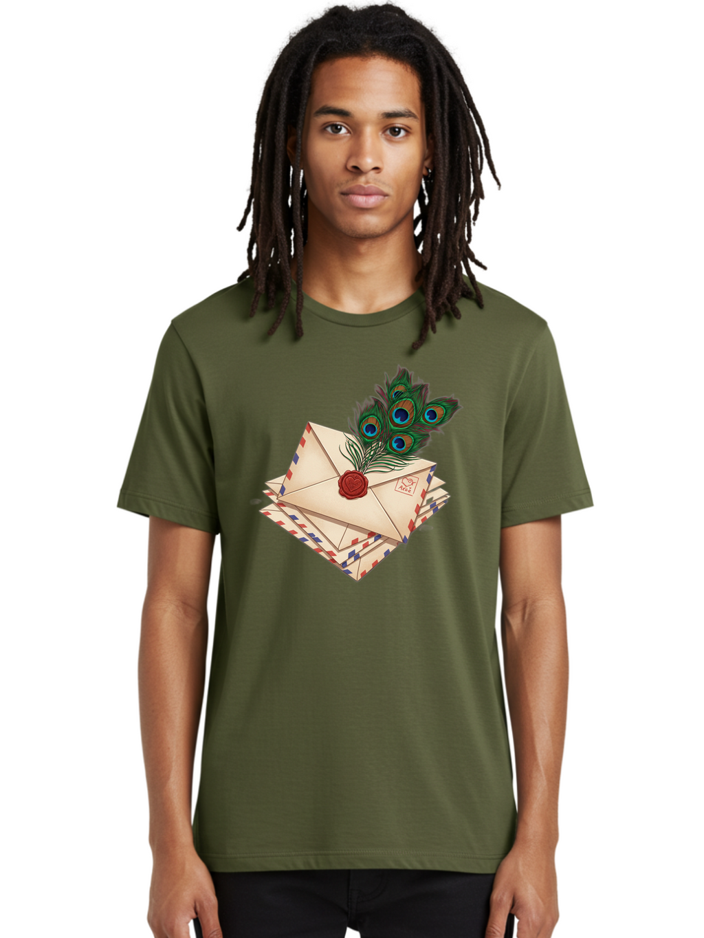 Envelope-With-Peacock-Feather Men'S Graphic Tee, 100% Cotton, Comfortable Casual Summer Wear, Machine Washable, Vintage Camera, Old Camera, Antique Camera, Black Camera, Classic Photography, Photography Equipment, Nostalgic Device, Baj464