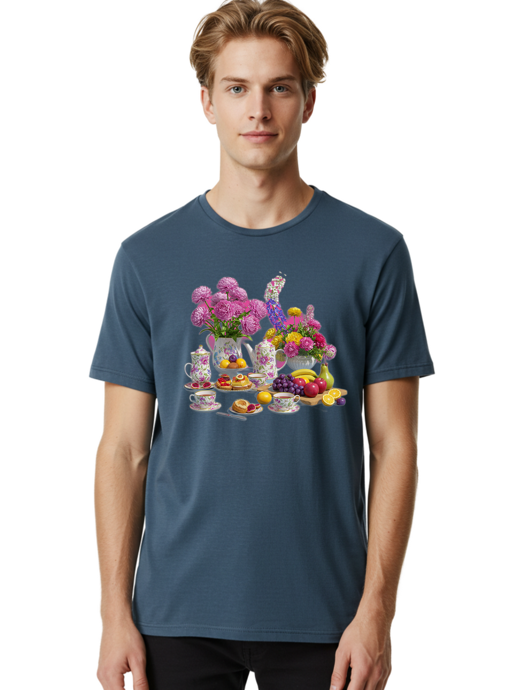 Floral-Tea-Party Men'S Graphic Tee, 100% Cotton, Comfortable Casual Summer Wear, Machine Washable, Vintage Camera, Old Camera, Antique Camera, Black Camera, Classic Photography, Photography Equipment, Nostalgic Device, Film Camera, Camera Art Baj466