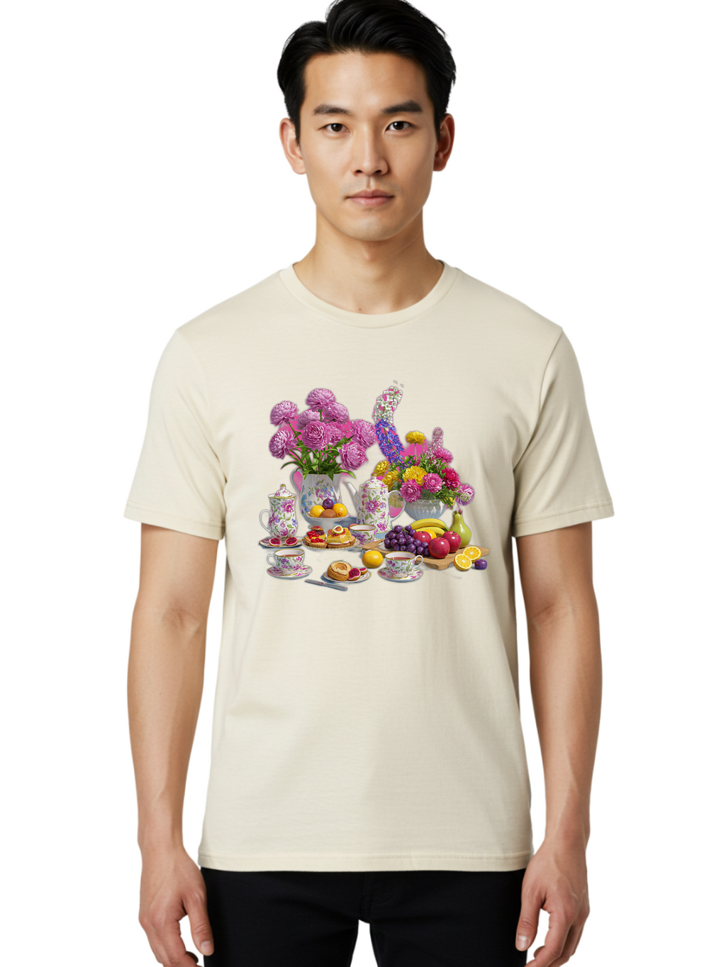 Floral-Tea-Party Men'S Graphic Tee, 100% Cotton, Comfortable Casual Summer Wear, Machine Washable, Vintage Camera, Old Camera, Antique Camera, Black Camera, Classic Photography, Photography Equipment, Nostalgic Device, Film Camera, Camera Art Baj466