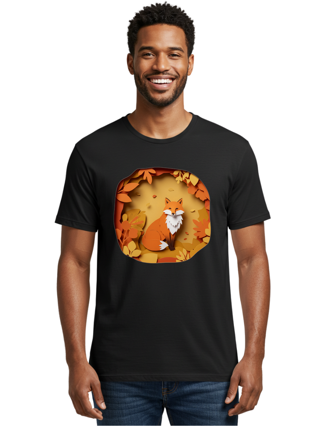 Fox-In-Leaves-1 Men'S Graphic Tee, 100% Cotton, Comfortable Casual Summer Wear, Machine Washable, Vintage Camera, Old Camera, Antique Camera, Black Camera, Classic Photography, Photography Equipment, Nostalgic Device, Film Camera, Camera Art Baj469