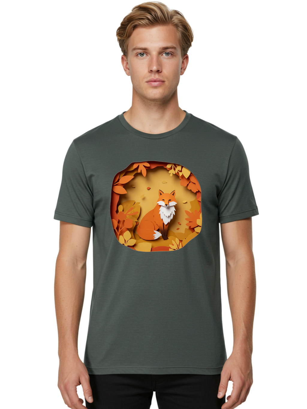 Fox-In-Leaves-1 Men'S Graphic Tee, 100% Cotton, Comfortable Casual Summer Wear, Machine Washable, Vintage Camera, Old Camera, Antique Camera, Black Camera, Classic Photography, Photography Equipment, Nostalgic Device, Film Camera, Camera Art Baj469
