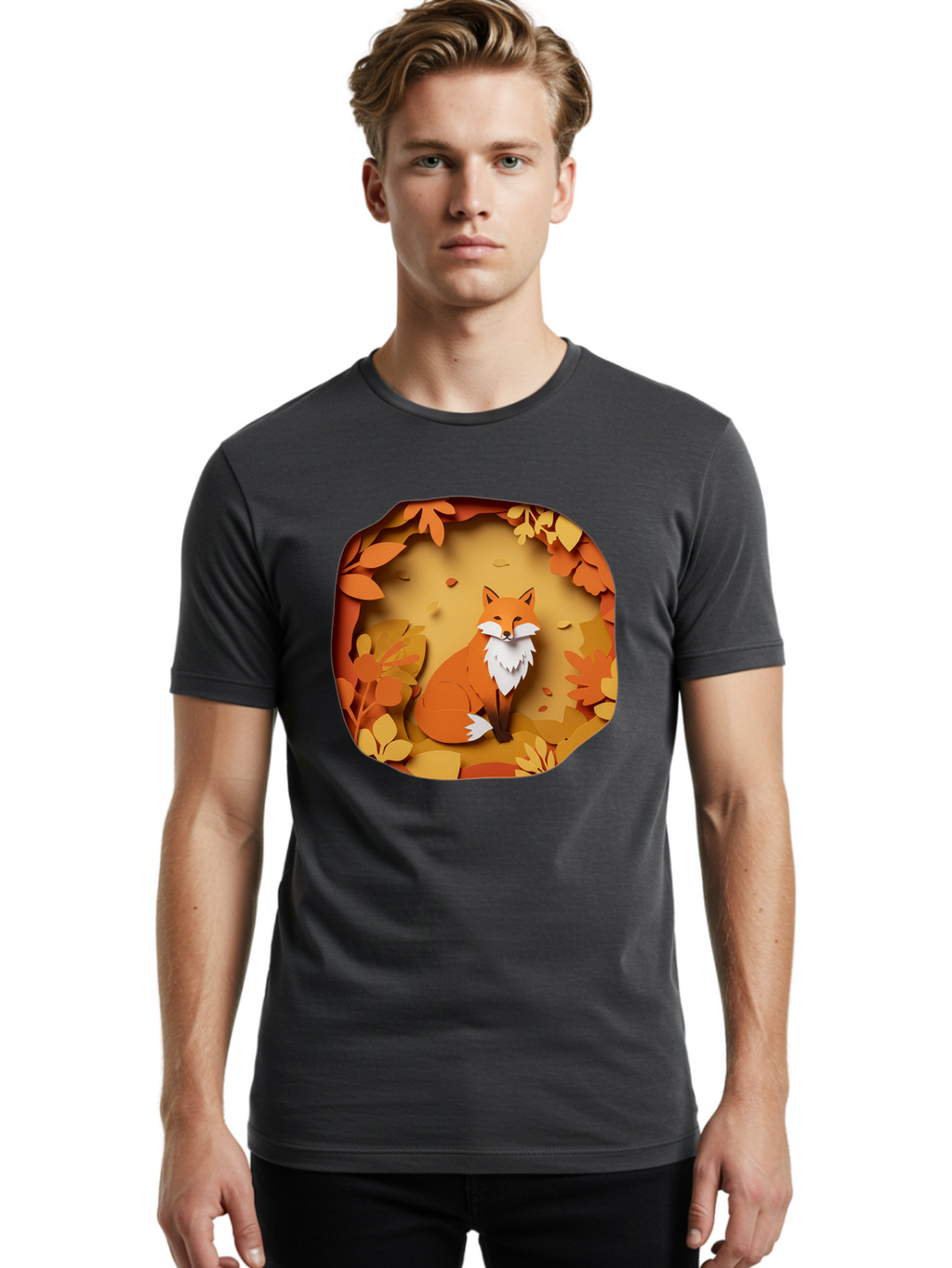 Fox-In-Leaves-1 Men'S Graphic Tee, 100% Cotton, Comfortable Casual Summer Wear, Machine Washable, Vintage Camera, Old Camera, Antique Camera, Black Camera, Classic Photography, Photography Equipment, Nostalgic Device, Film Camera, Camera Art Baj469