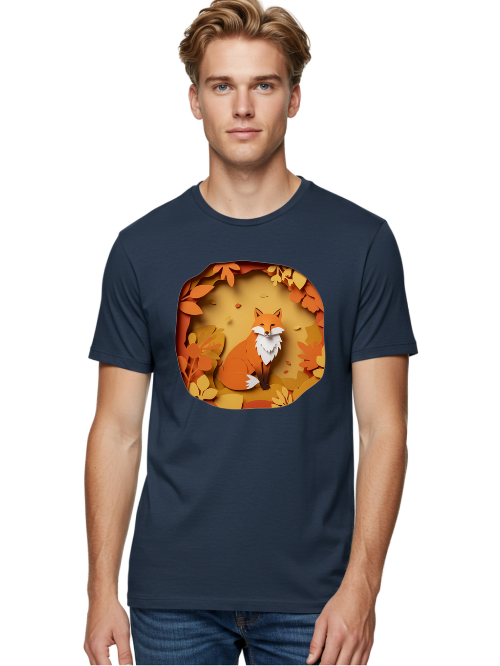 Fox-In-Leaves-1 Men'S Graphic Tee, 100% Cotton, Comfortable Casual Summer Wear, Machine Washable, Vintage Camera, Old Camera, Antique Camera, Black Camera, Classic Photography, Photography Equipment, Nostalgic Device, Film Camera, Camera Art Baj469