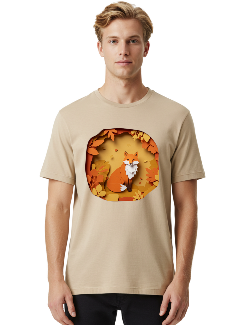 Fox-In-Leaves-1 Men'S Graphic Tee, 100% Cotton, Comfortable Casual Summer Wear, Machine Washable, Vintage Camera, Old Camera, Antique Camera, Black Camera, Classic Photography, Photography Equipment, Nostalgic Device, Film Camera, Camera Art Baj469