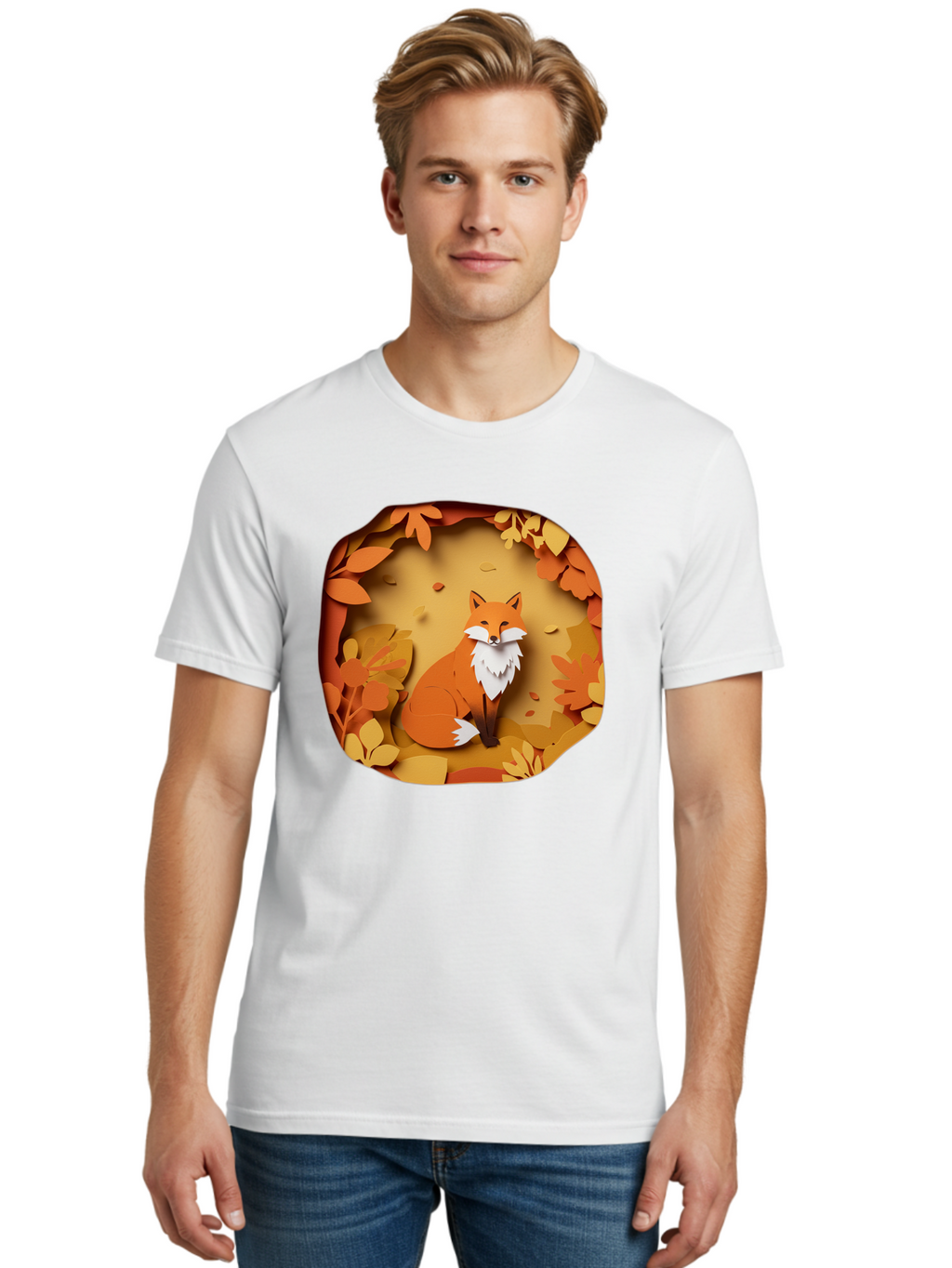 Fox-In-Leaves-1 Men'S Graphic Tee, 100% Cotton, Comfortable Casual Summer Wear, Machine Washable, Vintage Camera, Old Camera, Antique Camera, Black Camera, Classic Photography, Photography Equipment, Nostalgic Device, Film Camera, Camera Art Baj469