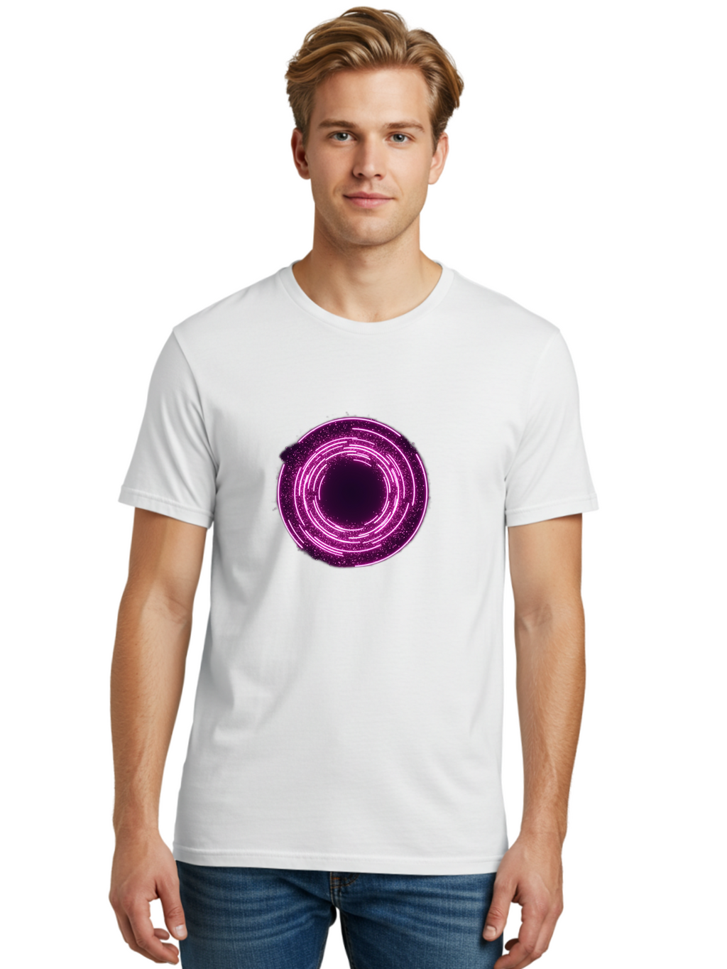 Glowing-Circle Men'S Graphic Tee, 100% Cotton, Comfortable Casual Summer Wear, Machine Washable, Vintage Camera, Old Camera, Antique Camera, Black Camera, Classic Photography, Photography Equipment, Nostalgic Device, Film Camera, Camera Art Baj479
