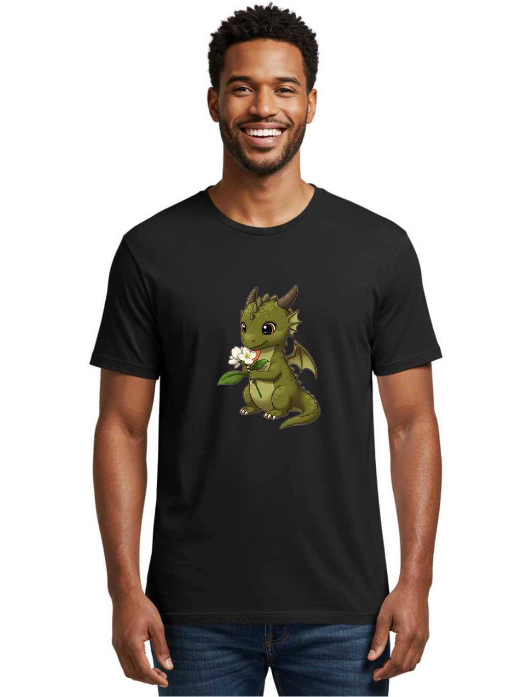 Green-Dragon-With-Flower Men'S Graphic Tee, 100% Cotton, Comfortable Casual Summer Wear, Machine Washable, Vintage Camera, Old Camera, Antique Camera, Black Camera, Classic Photography, Photography Equipment, Nostalgic Device, Film Camera, Baj486