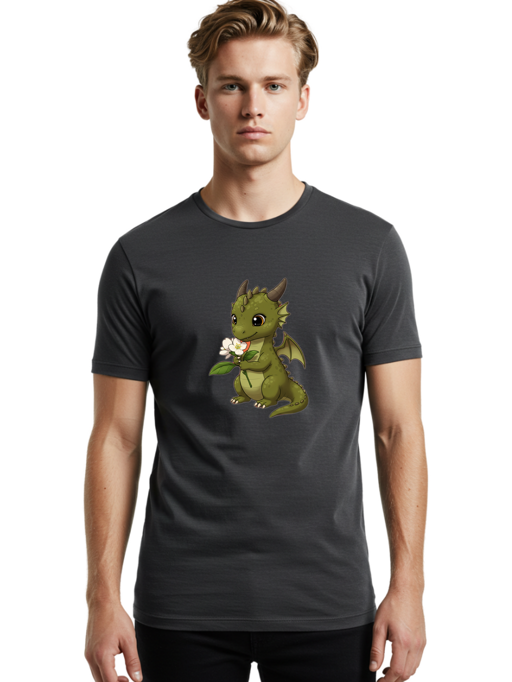 Green-Dragon-With-Flower Men'S Graphic Tee, 100% Cotton, Comfortable Casual Summer Wear, Machine Washable, Vintage Camera, Old Camera, Antique Camera, Black Camera, Classic Photography, Photography Equipment, Nostalgic Device, Film Camera, Baj486