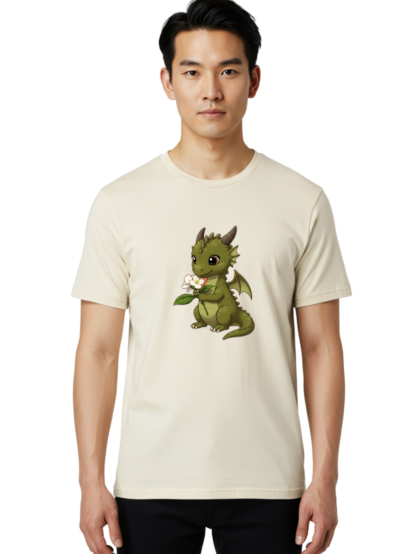 Green-Dragon-With-Flower Men'S Graphic Tee, 100% Cotton, Comfortable Casual Summer Wear, Machine Washable, Vintage Camera, Old Camera, Antique Camera, Black Camera, Classic Photography, Photography Equipment, Nostalgic Device, Film Camera, Baj486