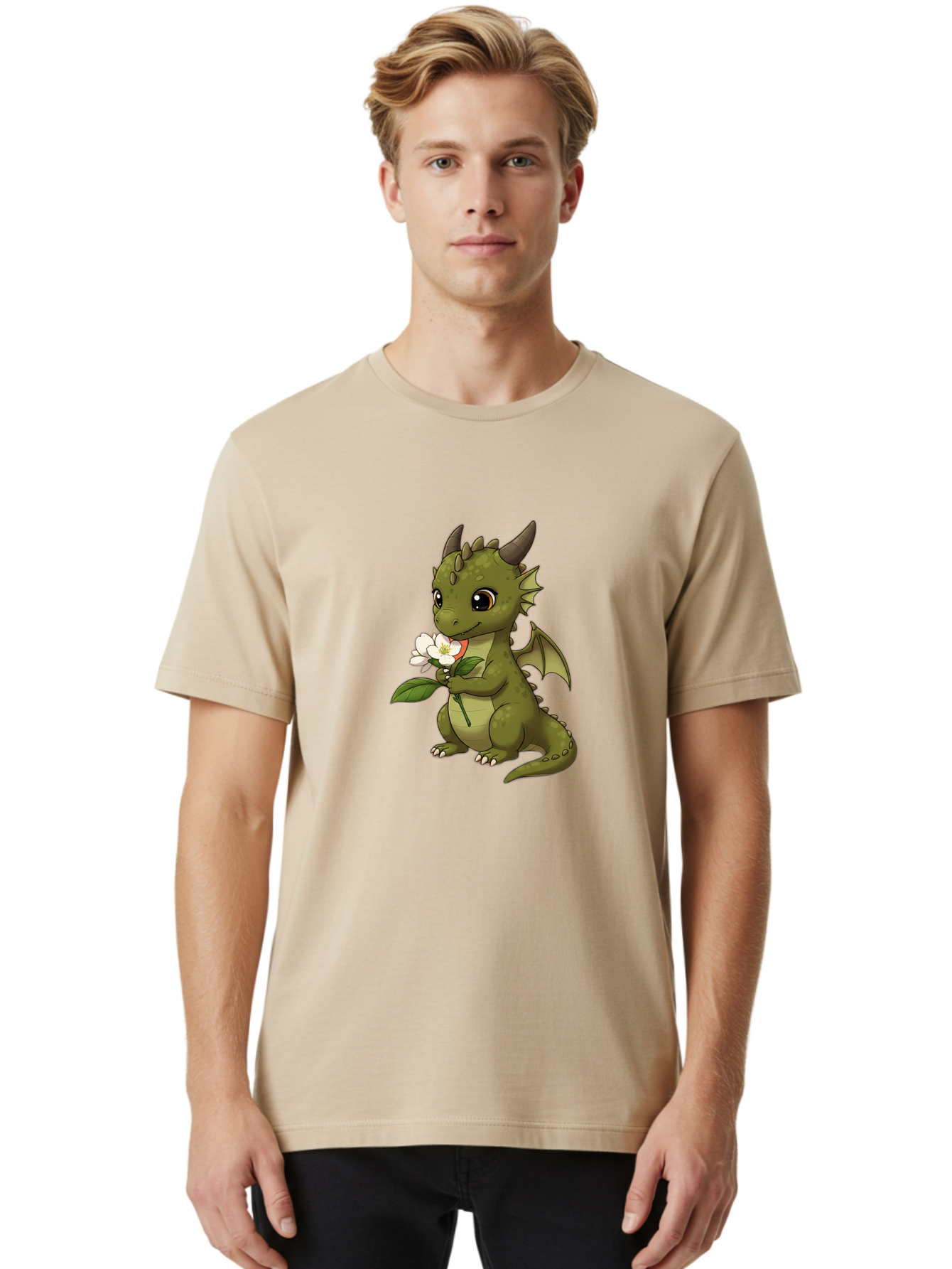 Green-Dragon-With-Flower Men'S Graphic Tee, 100% Cotton, Comfortable Casual Summer Wear, Machine Washable, Vintage Camera, Old Camera, Antique Camera, Black Camera, Classic Photography, Photography Equipment, Nostalgic Device, Film Camera, Baj486