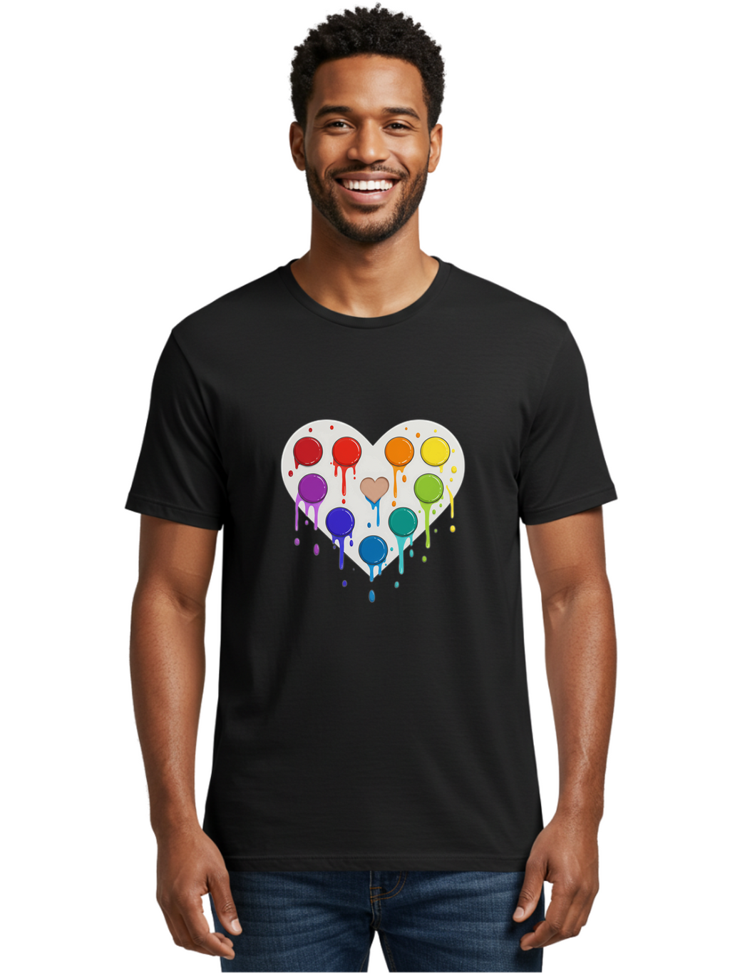 Heart-Paint-Palette Men'S Graphic Tee, 100% Cotton, Comfortable Casual Summer Wear, Machine Washable, Vintage Camera, Old Camera, Antique Camera, Black Camera, Classic Photography, Photography Equipment, Nostalgic Device, Film Camera, Baj490