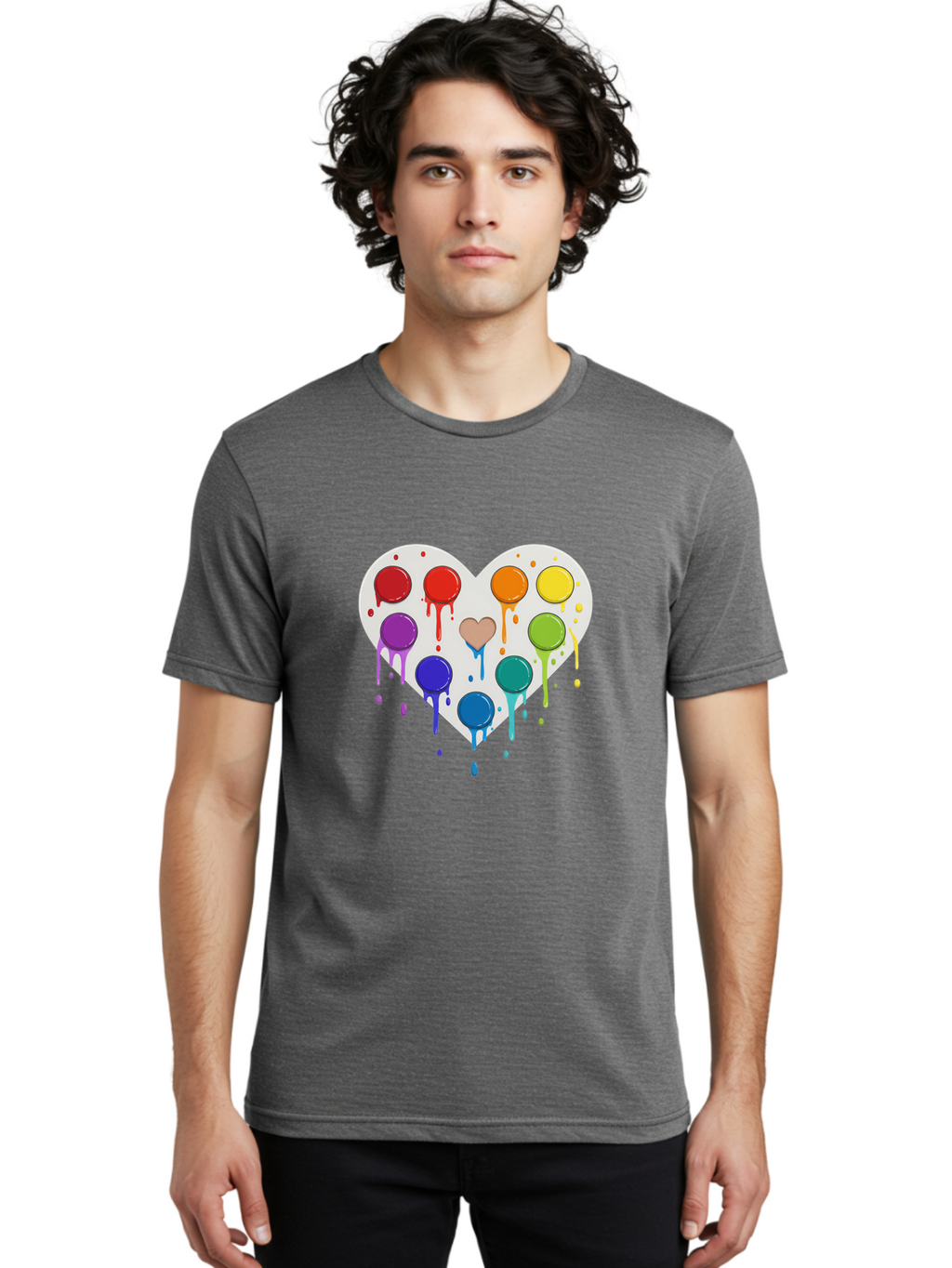 Heart-Paint-Palette Men'S Graphic Tee, 100% Cotton, Comfortable Casual Summer Wear, Machine Washable, Vintage Camera, Old Camera, Antique Camera, Black Camera, Classic Photography, Photography Equipment, Nostalgic Device, Film Camera, Baj490