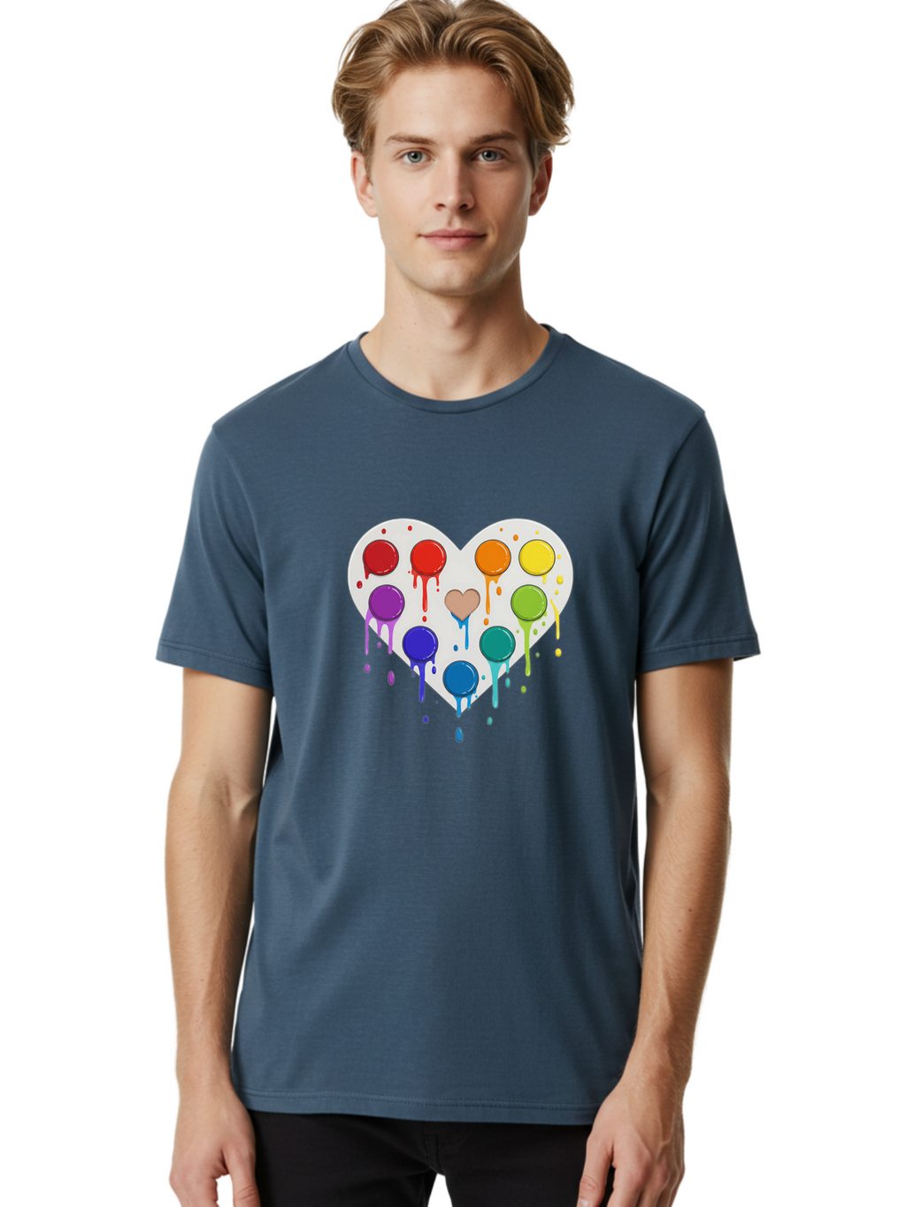 Heart-Paint-Palette Men'S Graphic Tee, 100% Cotton, Comfortable Casual Summer Wear, Machine Washable, Vintage Camera, Old Camera, Antique Camera, Black Camera, Classic Photography, Photography Equipment, Nostalgic Device, Film Camera, Baj490