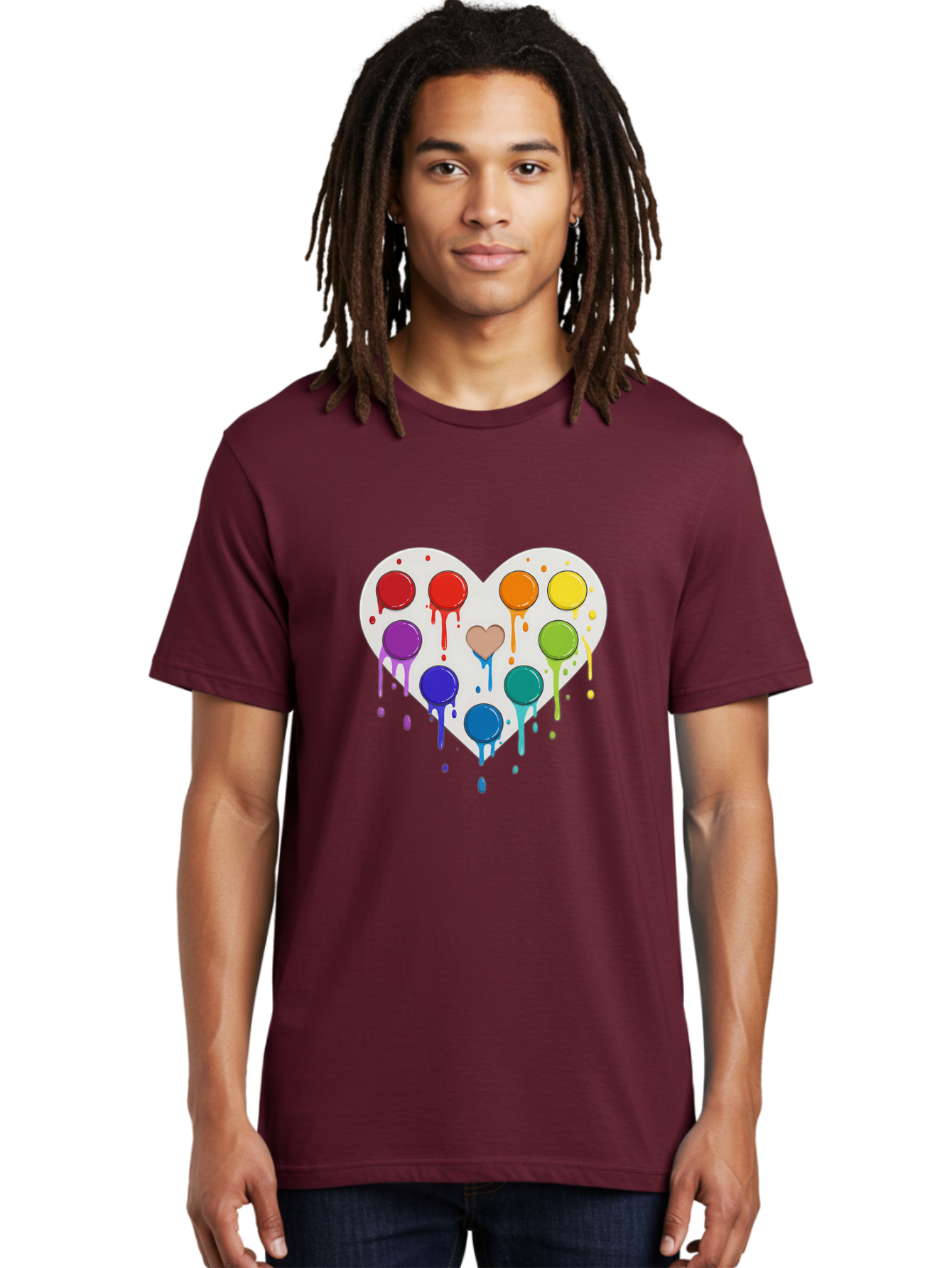 Heart-Paint-Palette Men'S Graphic Tee, 100% Cotton, Comfortable Casual Summer Wear, Machine Washable, Vintage Camera, Old Camera, Antique Camera, Black Camera, Classic Photography, Photography Equipment, Nostalgic Device, Film Camera, Baj490