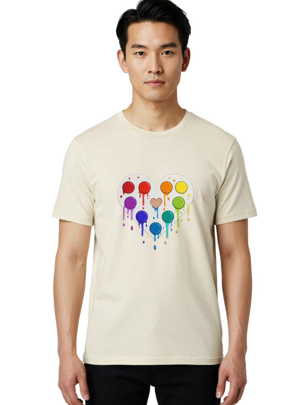 Heart-Paint-Palette Men'S Graphic Tee, 100% Cotton, Comfortable Casual Summer Wear, Machine Washable, Vintage Camera, Old Camera, Antique Camera, Black Camera, Classic Photography, Photography Equipment, Nostalgic Device, Film Camera, Baj490