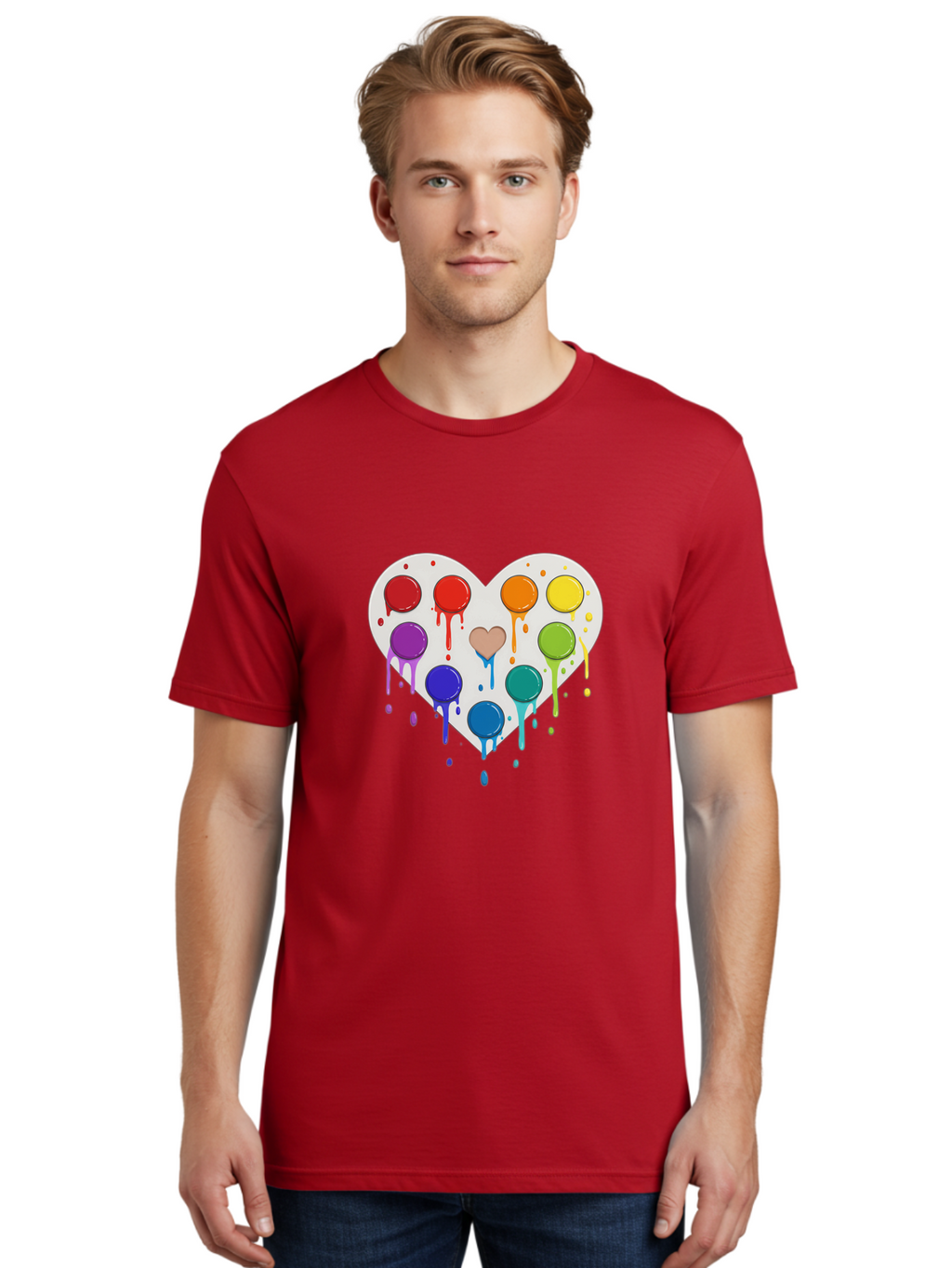 Heart-Paint-Palette Men'S Graphic Tee, 100% Cotton, Comfortable Casual Summer Wear, Machine Washable, Vintage Camera, Old Camera, Antique Camera, Black Camera, Classic Photography, Photography Equipment, Nostalgic Device, Film Camera, Baj490