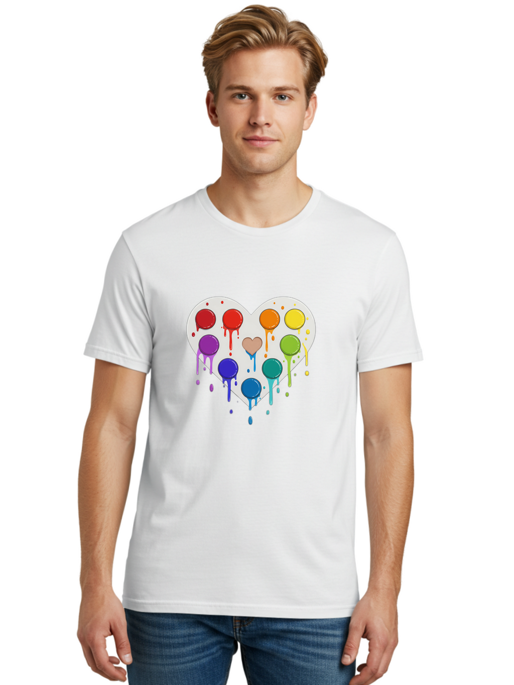 Heart-Paint-Palette Men'S Graphic Tee, 100% Cotton, Comfortable Casual Summer Wear, Machine Washable, Vintage Camera, Old Camera, Antique Camera, Black Camera, Classic Photography, Photography Equipment, Nostalgic Device, Film Camera, Baj490