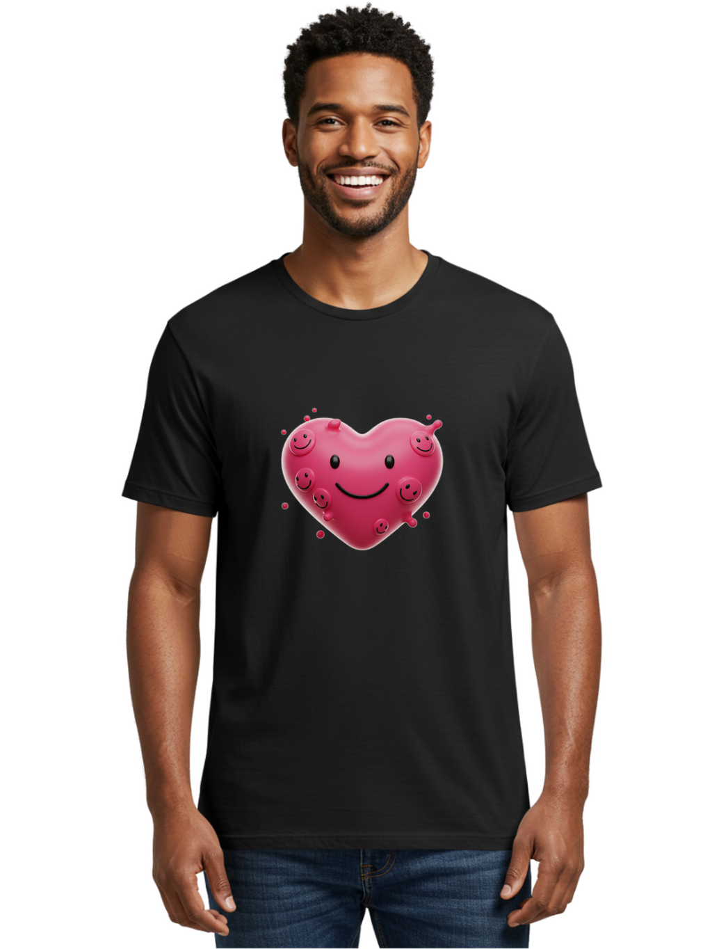 Heart-Smiley-Face Men'S Graphic Tee, 100% Cotton, Comfortable Casual Summer Wear, Machine Washable, Vintage Camera, Old Camera, Antique Camera, Black Camera, Classic Photography, Photography Equipment, Nostalgic Device, Film Camera, Camera Art Baj492