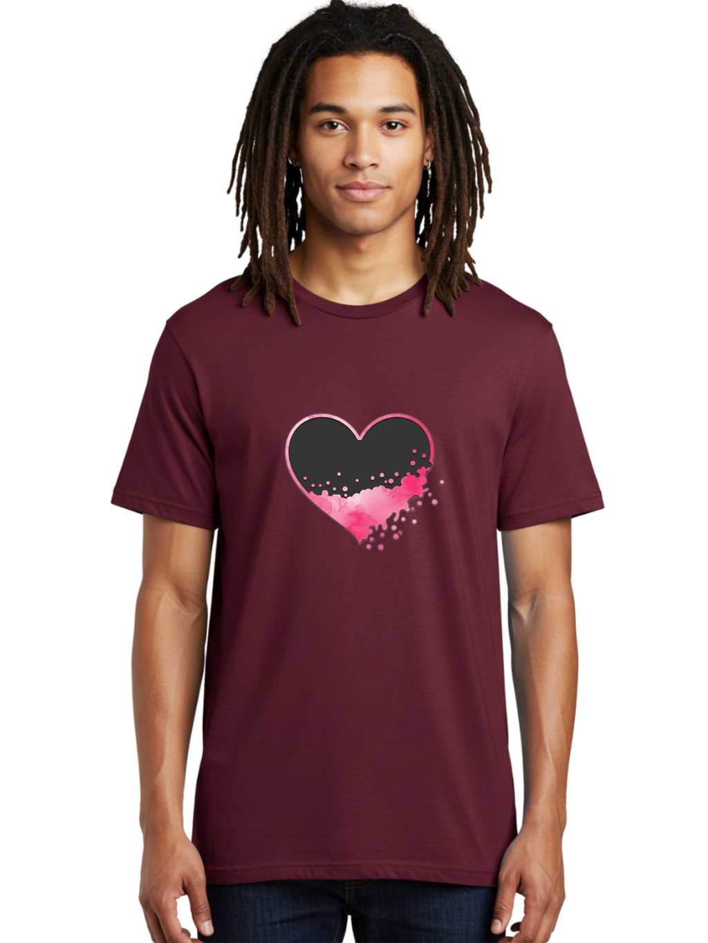 Heart-Splatter Men'S Graphic Tee, 100% Cotton, Comfortable Casual Summer Wear, Machine Washable, Vintage Camera, Old Camera, Antique Camera, Black Camera, Classic Photography, Photography Equipment, Nostalgic Device, Film Camera, Camera Art Baj493