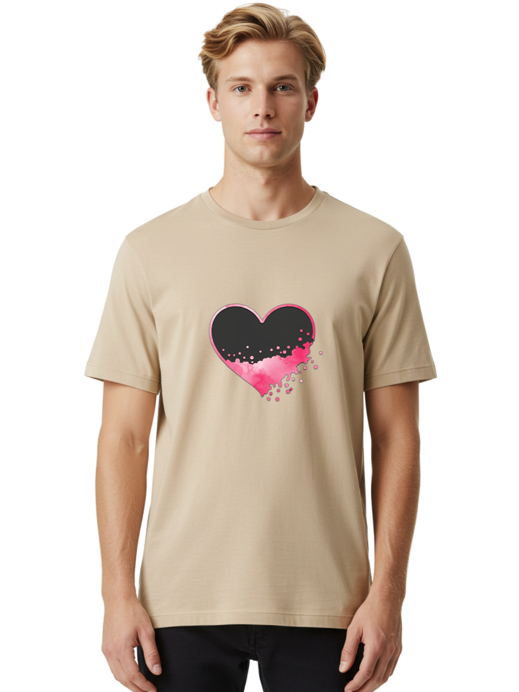 Heart-Splatter Men'S Graphic Tee, 100% Cotton, Comfortable Casual Summer Wear, Machine Washable, Vintage Camera, Old Camera, Antique Camera, Black Camera, Classic Photography, Photography Equipment, Nostalgic Device, Film Camera, Camera Art Baj493