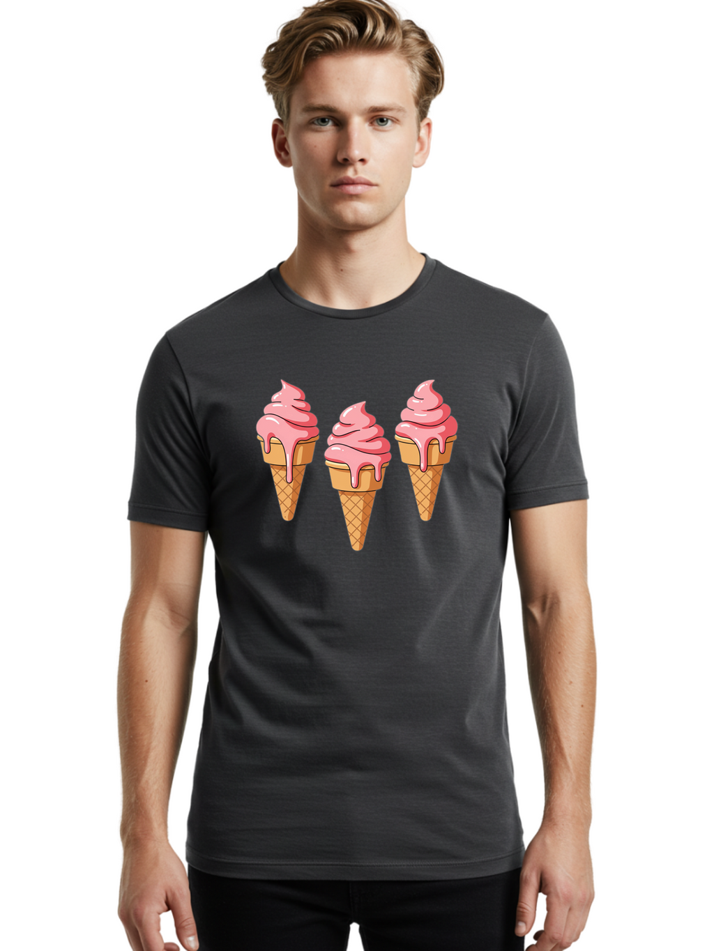 Ice-Cream-Cones-1 Men'S Graphic Tee, 100% Cotton, Comfortable Casual Summer Wear, Machine Washable, Vintage Camera, Old Camera, Antique Camera, Black Camera, Classic Photography, Photography Equipment, Nostalgic Device, Film Camera, Camera Art Baj504