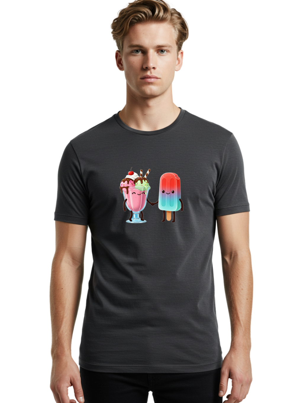 Ice-Cream-Friends-1 Men'S Graphic Tee, 100% Cotton, Comfortable Casual Summer Wear, Machine Washable, Vintage Camera, Old Camera, Antique Camera, Black Camera, Classic Photography, Photography Equipment, Nostalgic Device, Film Camera, Baj508