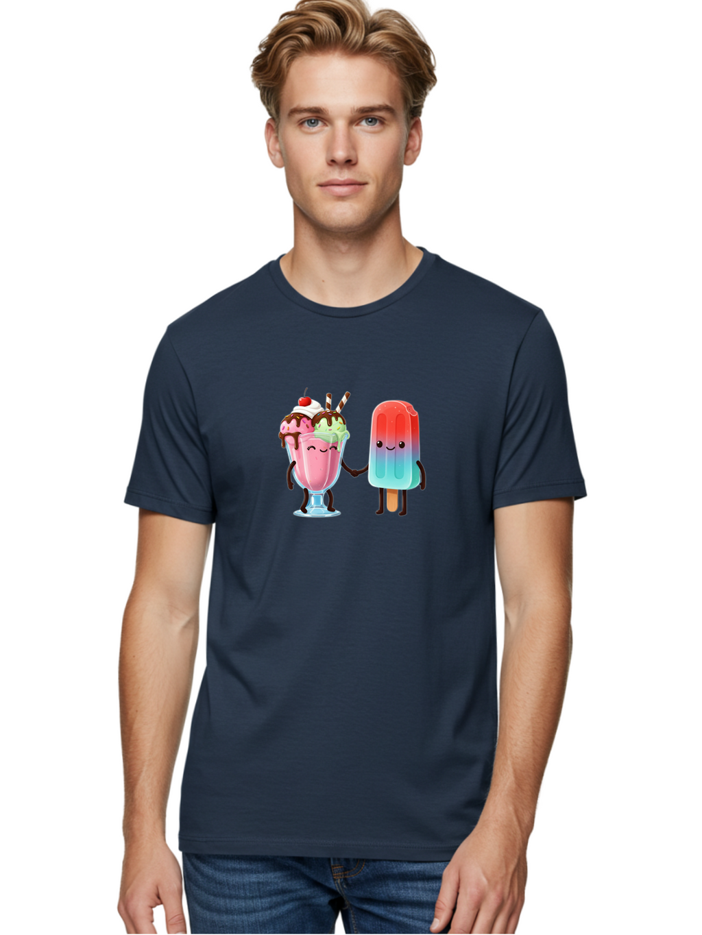 Ice-Cream-Friends-1 Men'S Graphic Tee, 100% Cotton, Comfortable Casual Summer Wear, Machine Washable, Vintage Camera, Old Camera, Antique Camera, Black Camera, Classic Photography, Photography Equipment, Nostalgic Device, Film Camera, Baj508