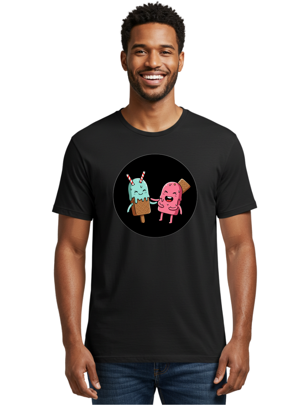 Ice-Cream-Friends Men'S Graphic Tee, 100% Cotton, Comfortable Casual Summer Wear, Machine Washable, Vintage Camera, Old Camera, Antique Camera, Black Camera, Classic Photography, Photography Equipment, Nostalgic Device, Film Camera, Camera Art Baj509