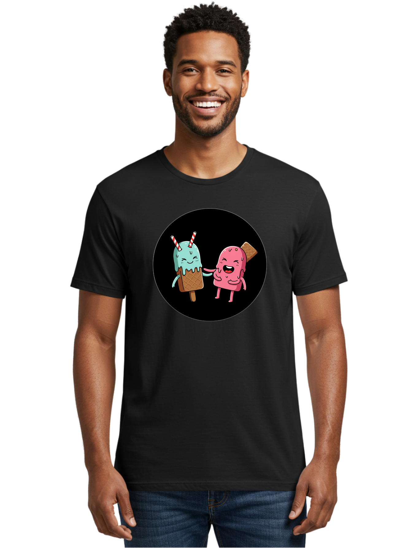 Ice-Cream-Friends Men'S Graphic Tee, 100% Cotton, Comfortable Casual Summer Wear, Machine Washable, Vintage Camera, Old Camera, Antique Camera, Black Camera, Classic Photography, Photography Equipment, Nostalgic Device, Film Camera, Camera Art Baj509