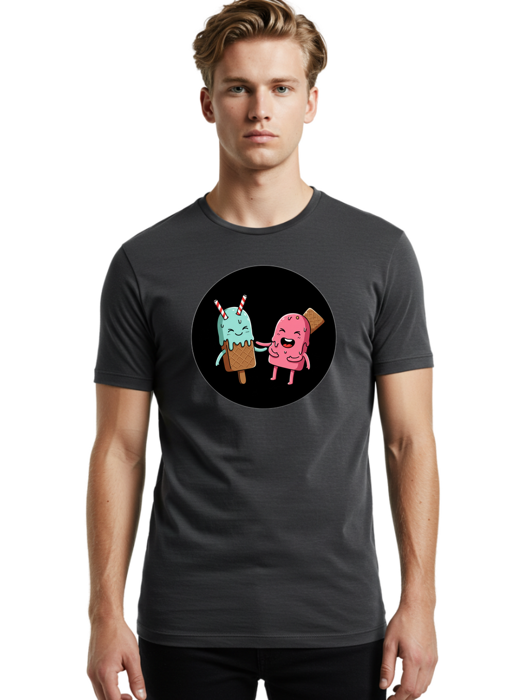 Ice-Cream-Friends Men'S Graphic Tee, 100% Cotton, Comfortable Casual Summer Wear, Machine Washable, Vintage Camera, Old Camera, Antique Camera, Black Camera, Classic Photography, Photography Equipment, Nostalgic Device, Film Camera, Camera Art Baj509