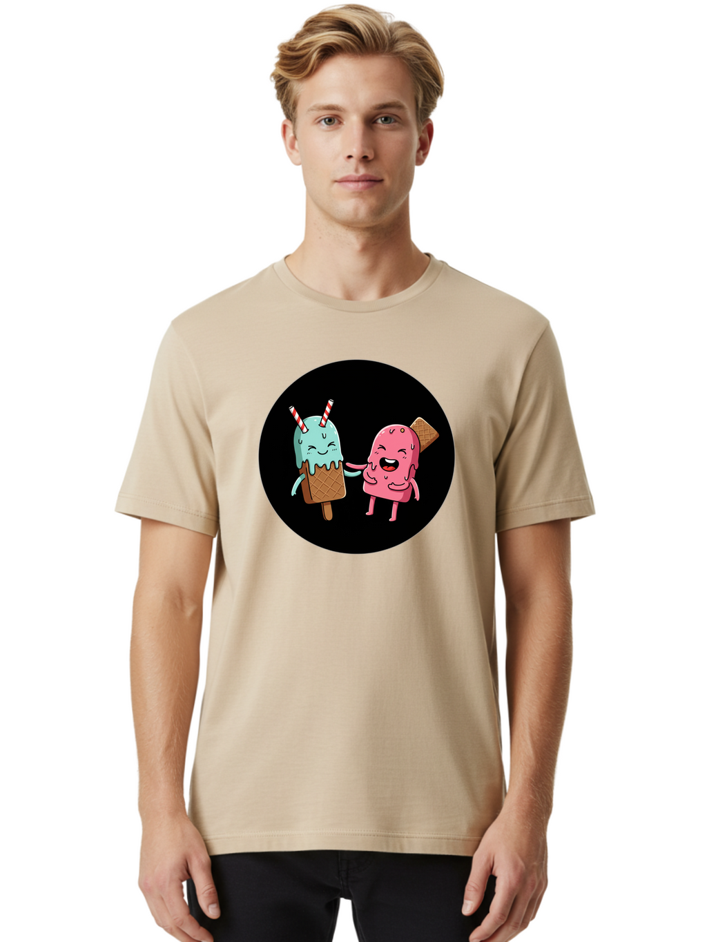 Ice-Cream-Friends Men'S Graphic Tee, 100% Cotton, Comfortable Casual Summer Wear, Machine Washable, Vintage Camera, Old Camera, Antique Camera, Black Camera, Classic Photography, Photography Equipment, Nostalgic Device, Film Camera, Camera Art Baj509