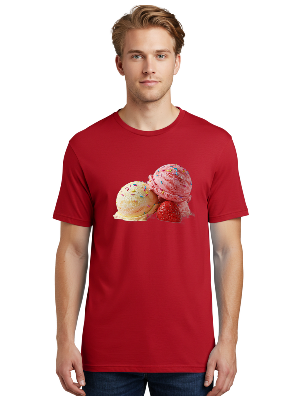 Ice-Cream-Scoops-With-Sprinkles Men'S Graphic Tee, 100% Cotton, Comfortable Casual Summer Wear, Machine Washable, Vintage Camera, Old Camera, Antique Camera, Black Camera, Classic Photography, Photography Equipment, Nostalgic Device, Baj510