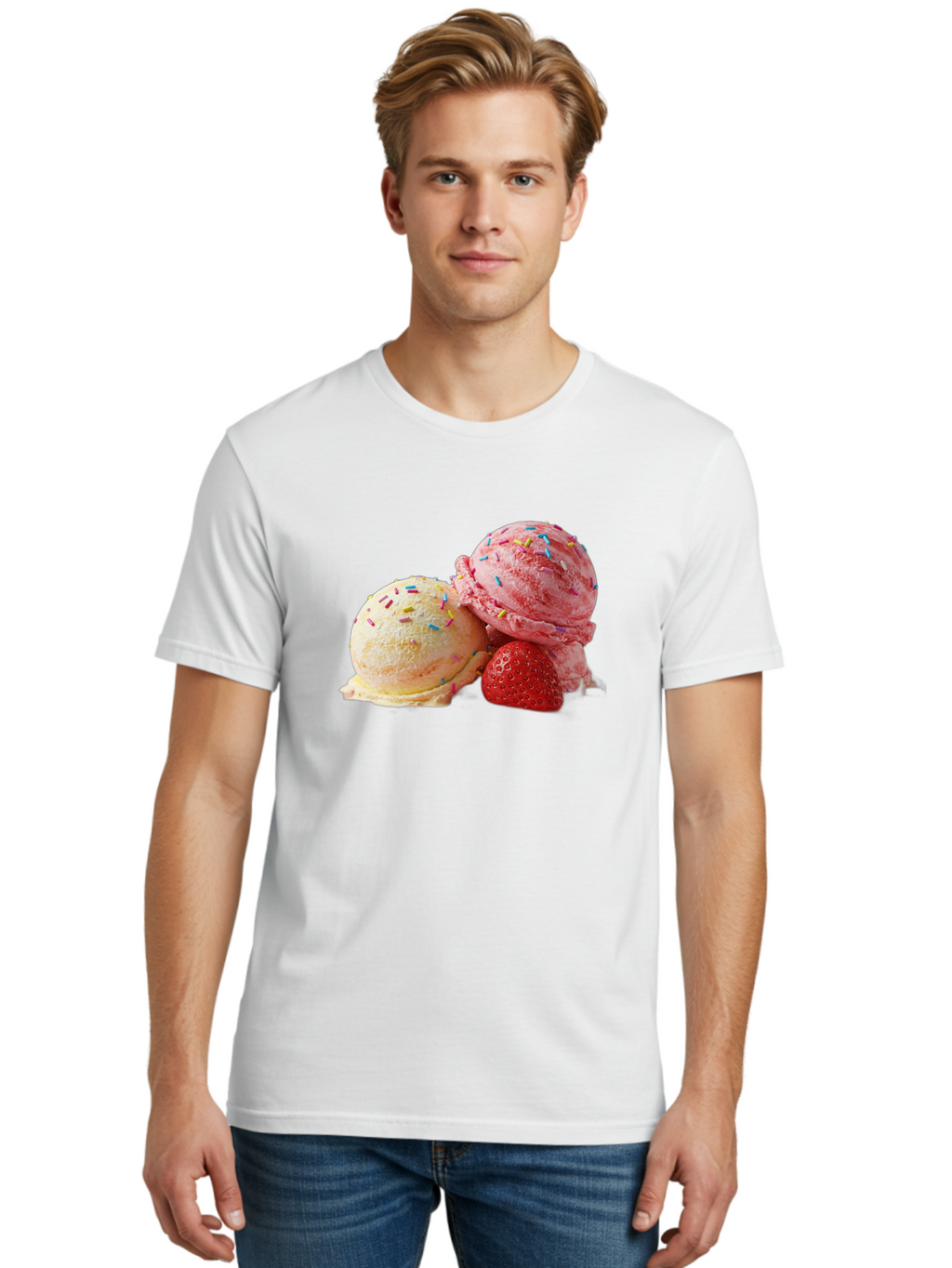Ice-Cream-Scoops-With-Sprinkles Men'S Graphic Tee, 100% Cotton, Comfortable Casual Summer Wear, Machine Washable, Vintage Camera, Old Camera, Antique Camera, Black Camera, Classic Photography, Photography Equipment, Nostalgic Device, Baj510