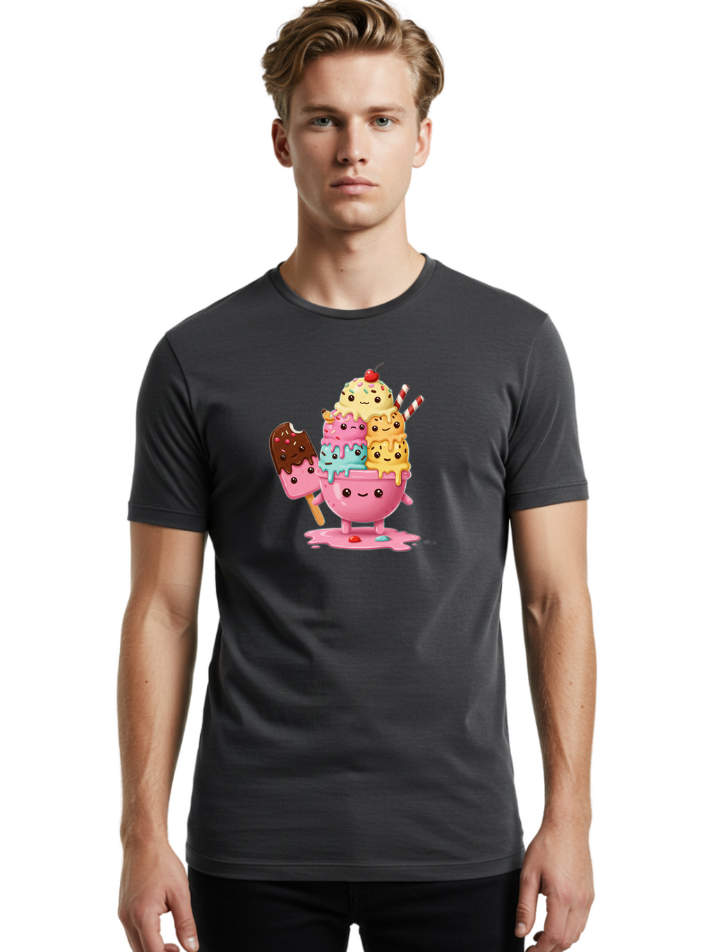 Ice-Cream Men'S Graphic Tee, 100% Cotton, Comfortable Casual Summer Wear, Machine Washable, Vintage Camera, Old Camera, Antique Camera, Black Camera, Classic Photography, Photography Equipment, Nostalgic Device, Film Camera, Camera Art Baj512