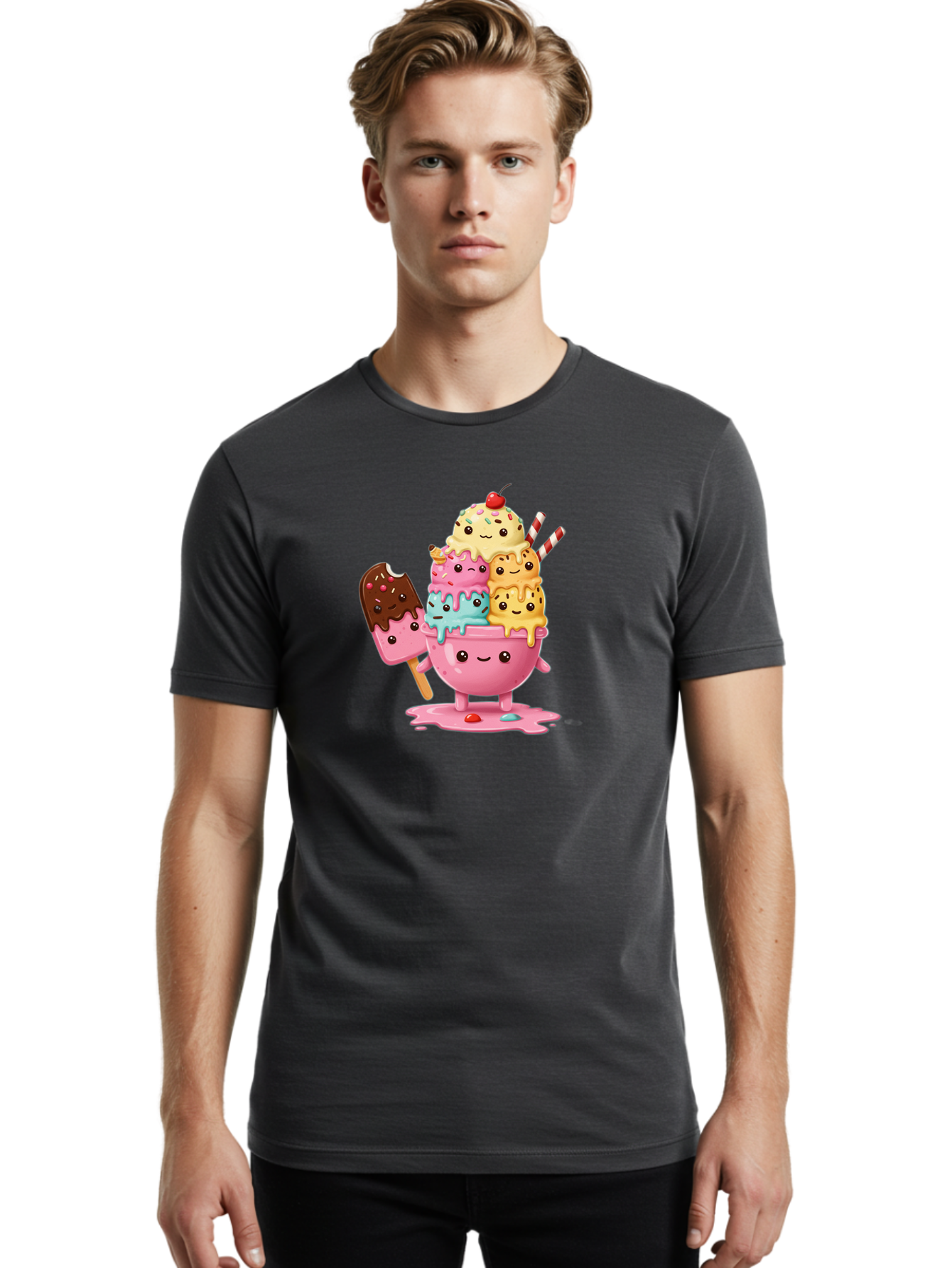 Ice-Cream Men'S Graphic Tee, 100% Cotton, Comfortable Casual Summer Wear, Machine Washable, Vintage Camera, Old Camera, Antique Camera, Black Camera, Classic Photography, Photography Equipment, Nostalgic Device, Film Camera, Camera Art Baj512