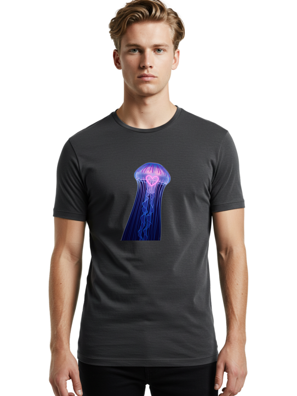 Jellyfish-Heart Men'S Graphic Tee, 100% Cotton, Comfortable Casual Summer Wear, Machine Washable, Vintage Camera, Old Camera, Antique Camera, Black Camera, Classic Photography, Photography Equipment, Nostalgic Device, Film Camera, Camera Art Baj523