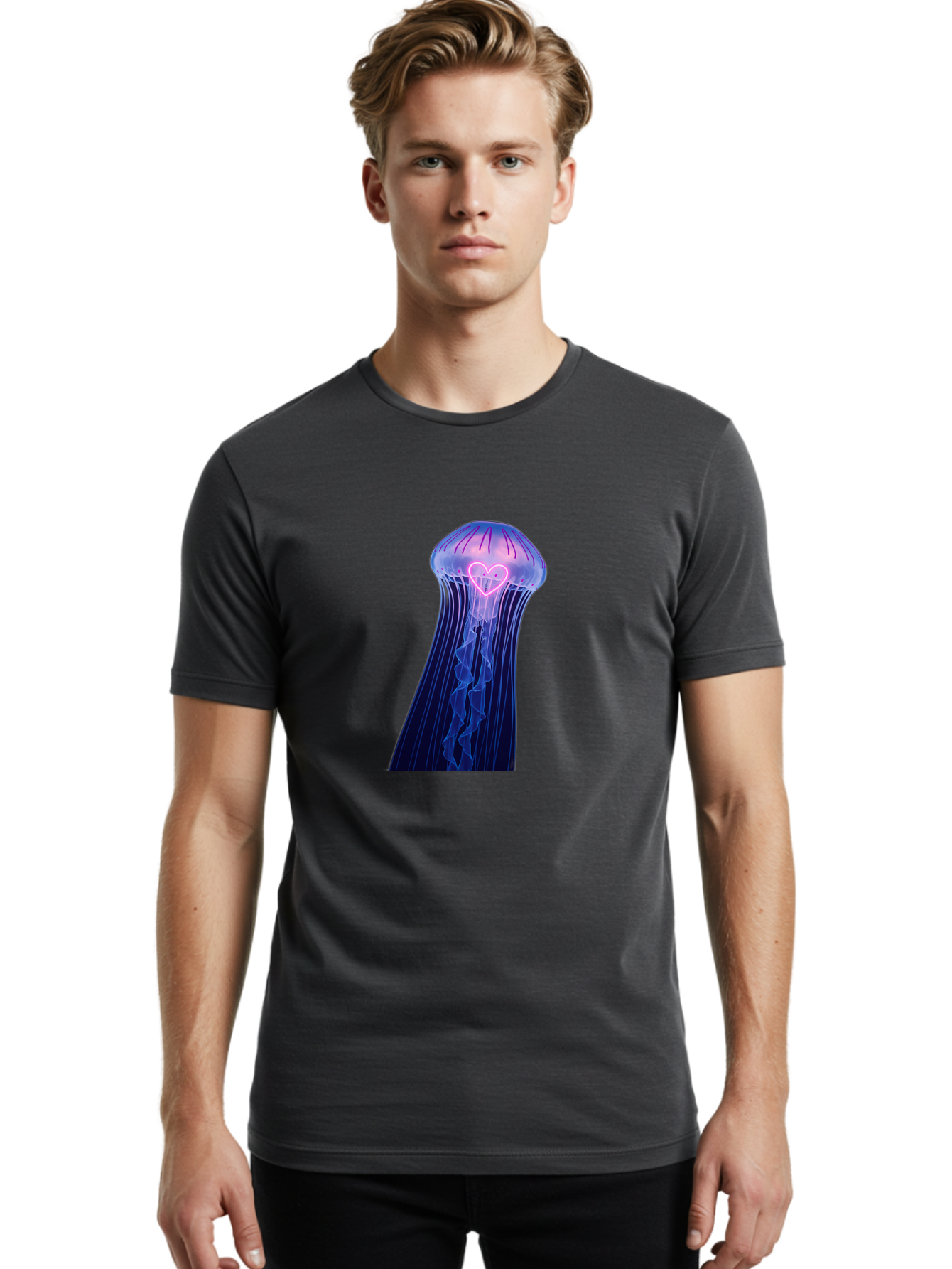 Jellyfish-Heart Men'S Graphic Tee, 100% Cotton, Comfortable Casual Summer Wear, Machine Washable, Vintage Camera, Old Camera, Antique Camera, Black Camera, Classic Photography, Photography Equipment, Nostalgic Device, Film Camera, Camera Art Baj523