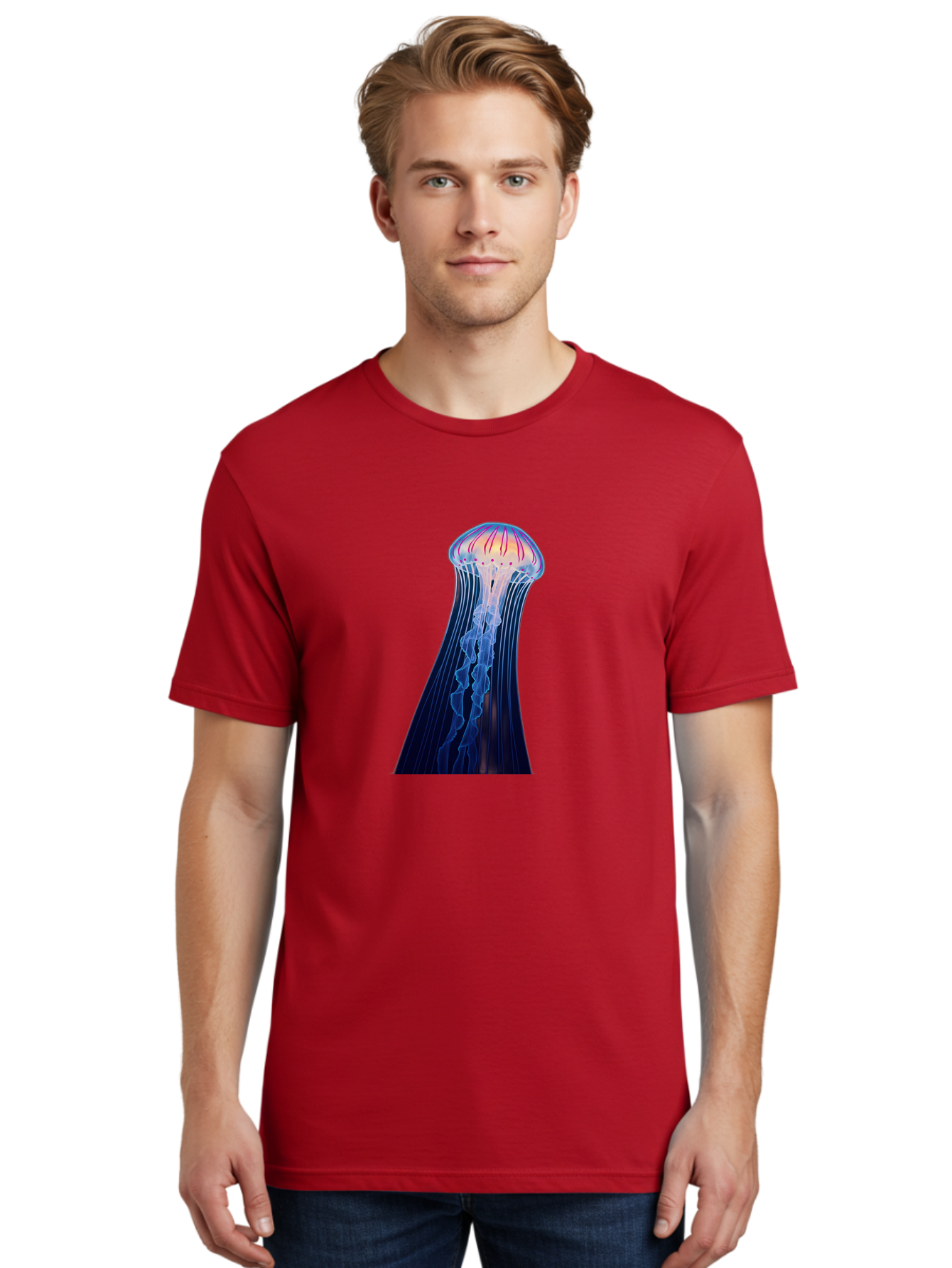 Jellyfish-Illustration Men'S Graphic Tee, 100% Cotton, Comfortable Casual Summer Wear, Machine Washable, Vintage Camera, Old Camera, Antique Camera, Black Camera, Classic Photography, Photography Equipment, Nostalgic Device, Film Camera, Baj524