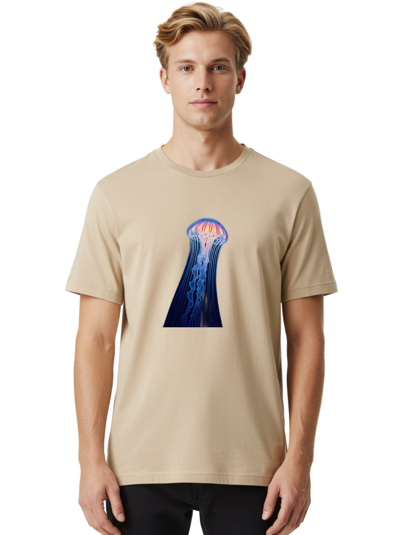 Jellyfish-Illustration Men'S Graphic Tee, 100% Cotton, Comfortable Casual Summer Wear, Machine Washable, Vintage Camera, Old Camera, Antique Camera, Black Camera, Classic Photography, Photography Equipment, Nostalgic Device, Film Camera, Baj524