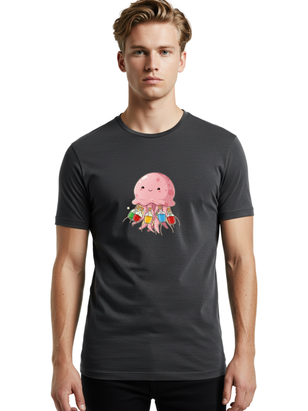 Jellyfish-With-Potion-Bottles Men'S Graphic Tee, 100% Cotton, Comfortable Casual Summer Wear, Machine Washable, Vintage Camera, Old Camera, Antique Camera, Black Camera, Classic Photography, Photography Equipment, Nostalgic Device, Baj528