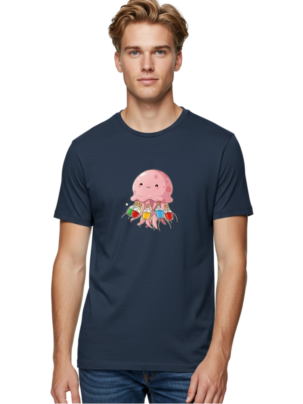 Jellyfish-With-Potion-Bottles Men'S Graphic Tee, 100% Cotton, Comfortable Casual Summer Wear, Machine Washable, Vintage Camera, Old Camera, Antique Camera, Black Camera, Classic Photography, Photography Equipment, Nostalgic Device, Baj528