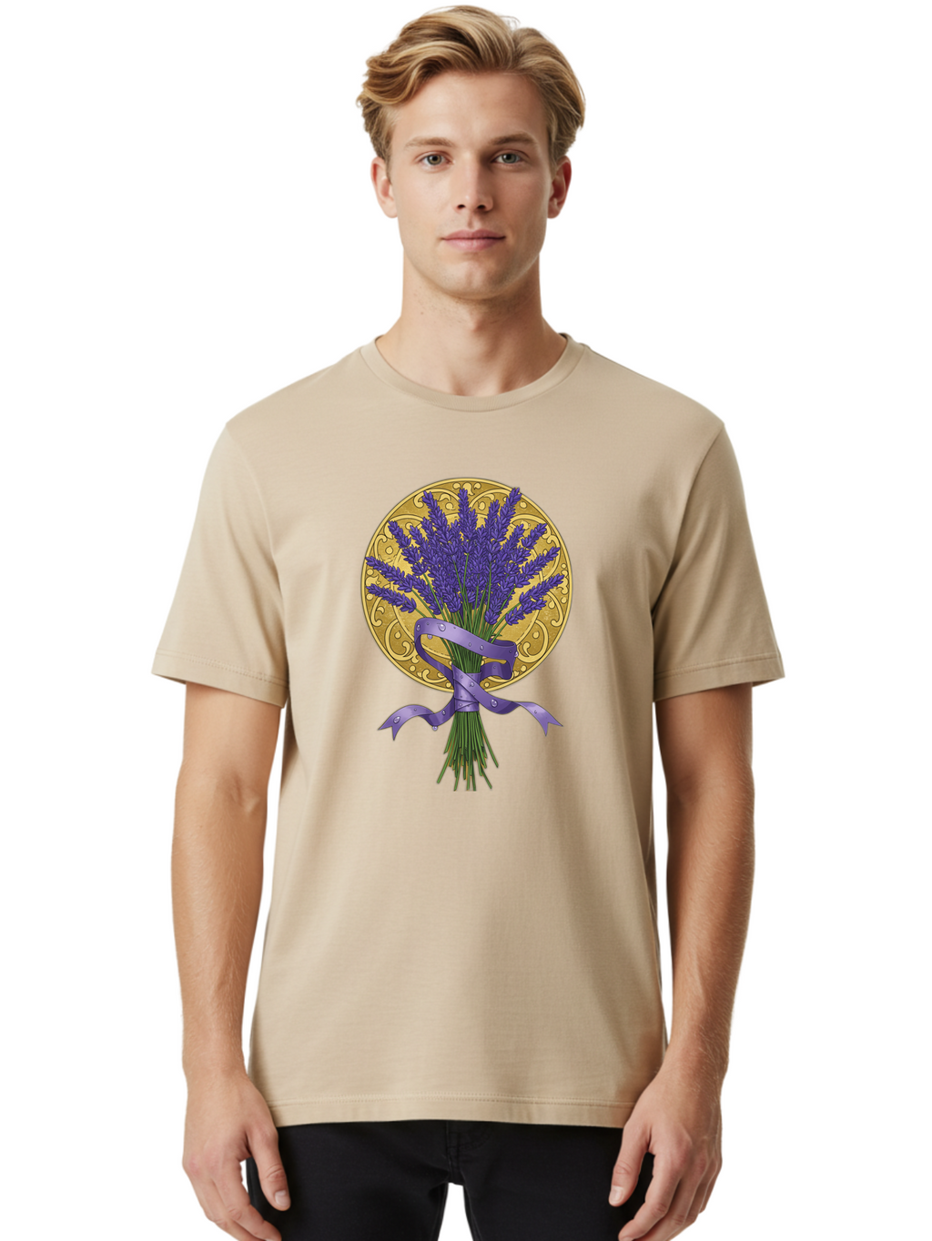 Lavender-Bouquet-Emblem Men'S Graphic Tee, 100% Cotton, Comfortable Casual Summer Wear, Machine Washable, Vintage Camera, Old Camera, Antique Camera, Black Camera, Classic Photography, Photography Equipment, Nostalgic Device, Film Camera, Baj558
