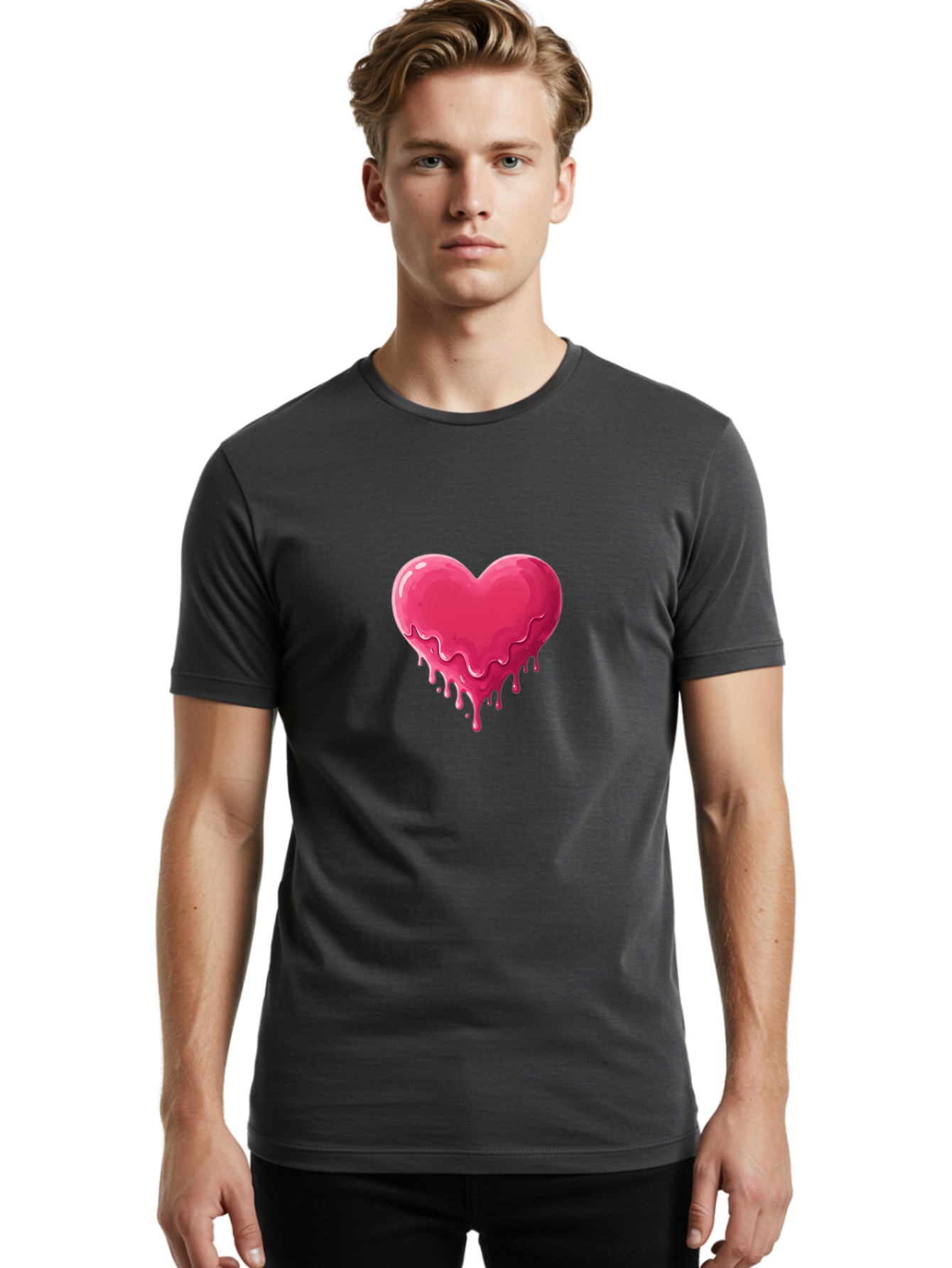 Melting-Heart-2 Men'S Graphic Tee, 100% Cotton, Comfortable Casual Summer Wear, Machine Washable, Vintage Camera, Old Camera, Antique Camera, Black Camera, Classic Photography, Photography Equipment, Nostalgic Device, Film Camera, Camera Art Baj580